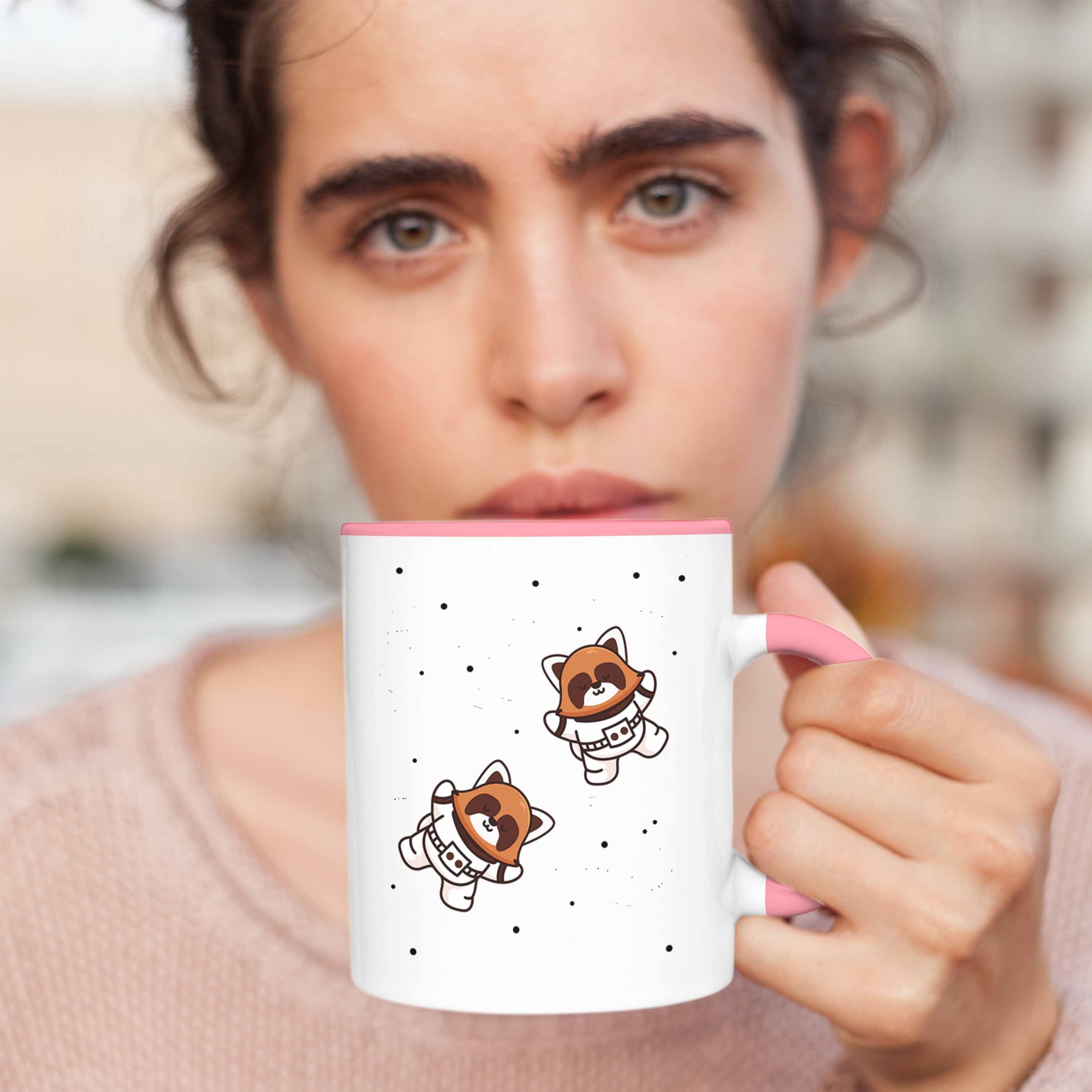 Trendation Tasse Trendation - Kinder Jungs Rosa Mädchen Grafik Galaxie Roter Geschenkidee Tasse für Lustige Panda