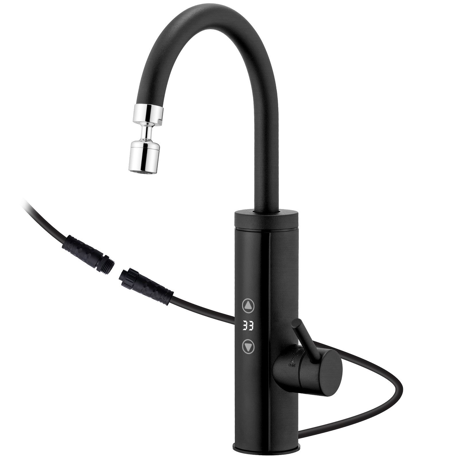 HOMELODY Küchenarmatur mit Durchlauferhitzer, Wasserhahn 360° drehbar,3-Stufen Touchregelung spültischarmatur küche,Elektrische Durchlauferhitzer,Schwarz