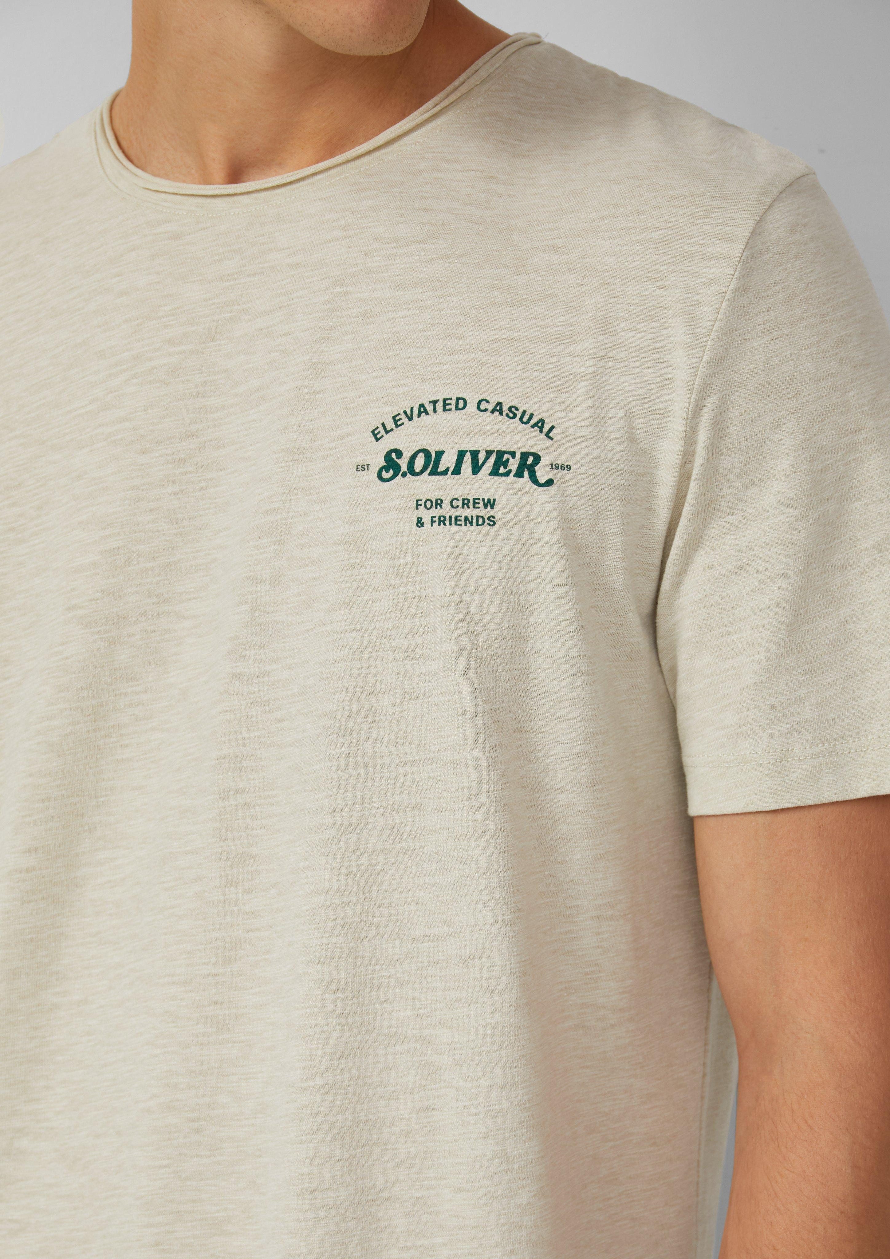 s.Oliver Kurzarmshirt Meliertes T-Shirt mit Rollkante günstig online kaufen