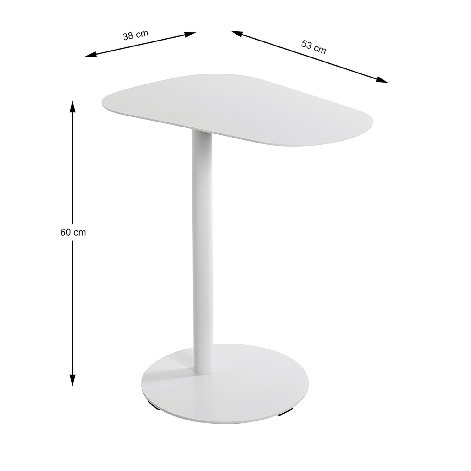 HAKU Beistelltisch Tisch - weiß aus Metall - H. 60cm x B. 53cm - Wohnzimmertisch (1xBeistelltisch, Dekotisch - kleiner Tisch), Tisch - Ablagetisch - Couchtisch - Sofatisch