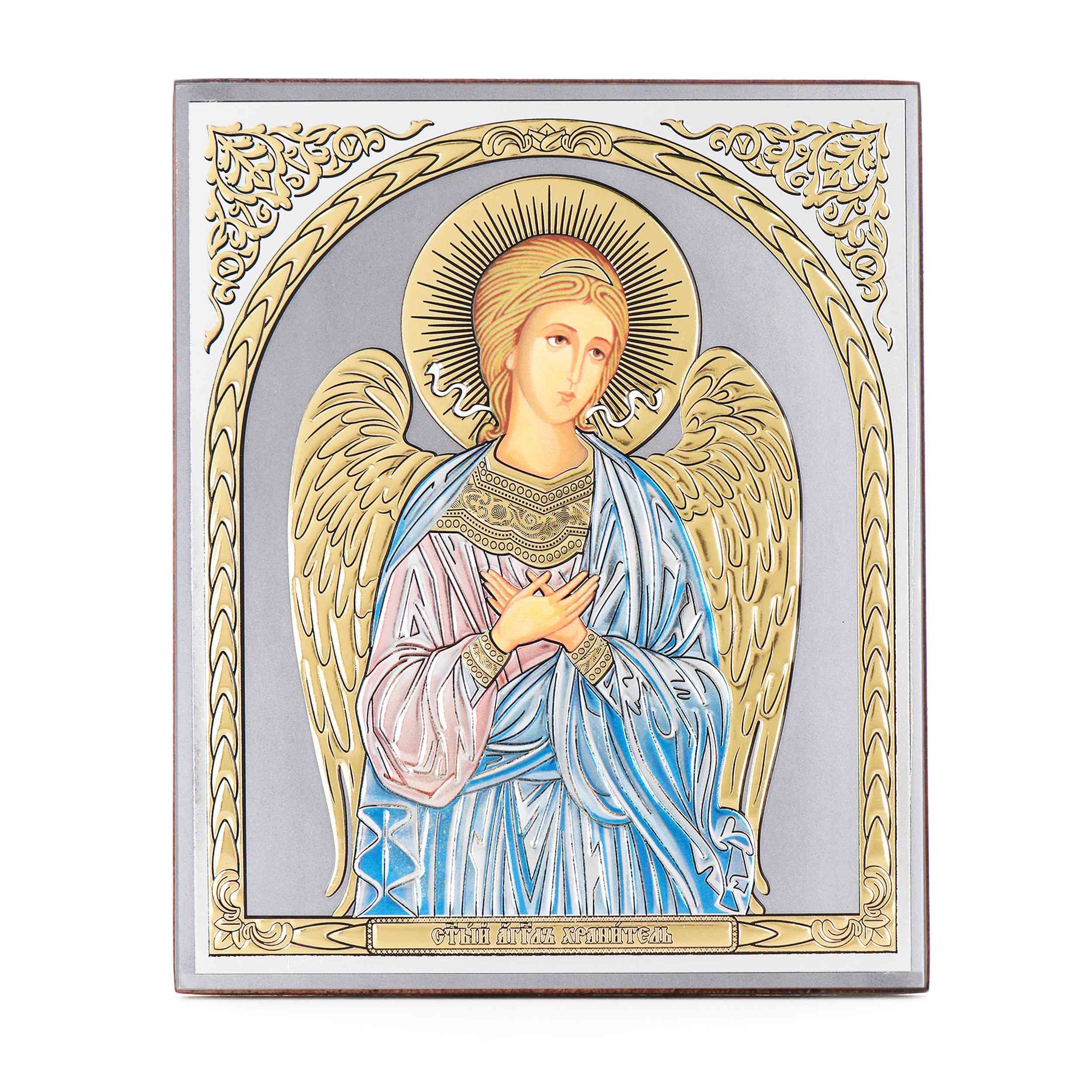 NKlaus Bild Schutzengel Holz Ikone 15x18cm christlich orthodox religiös Segen 1657, Religion
