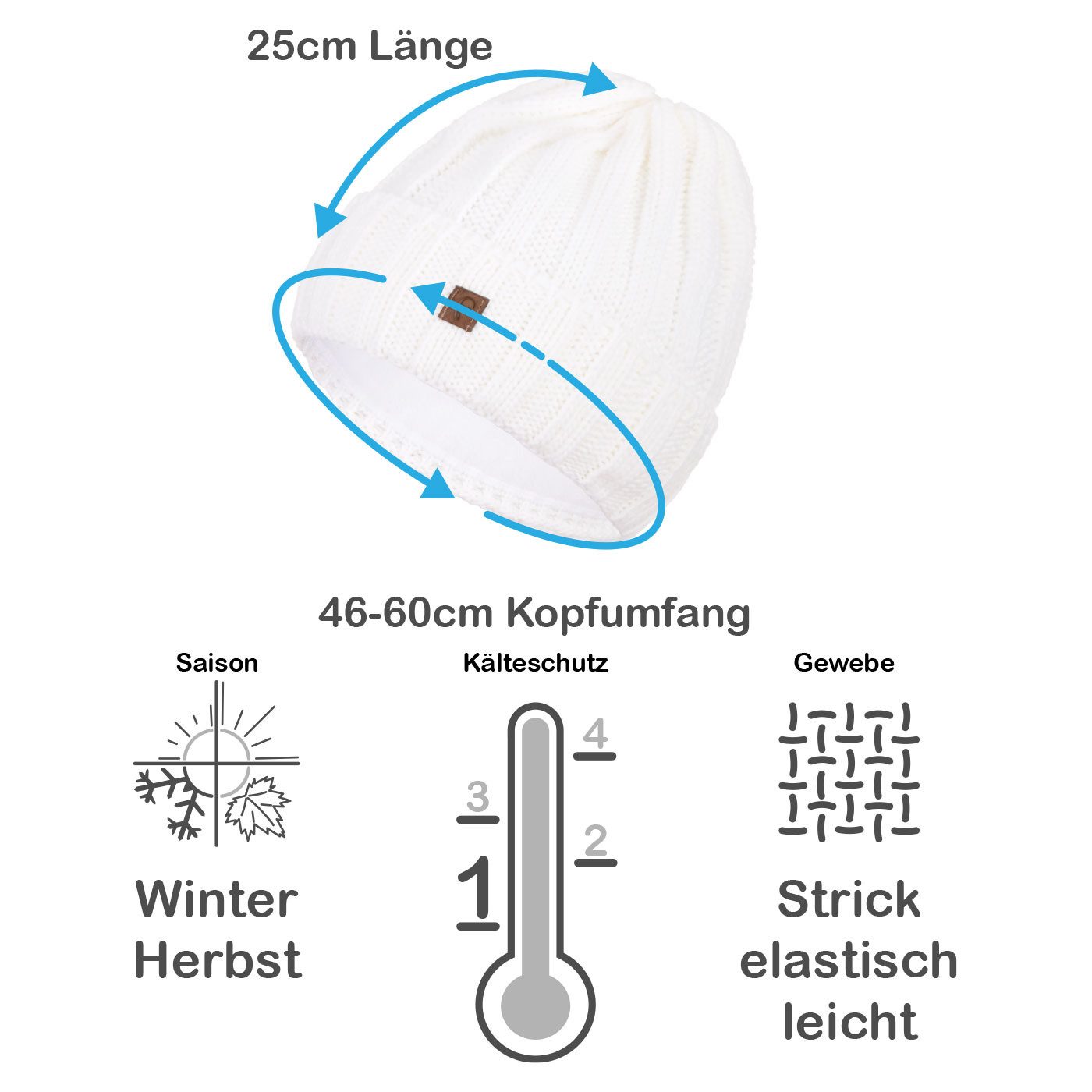 Faera Strickmütze (1-St) Wintermütze gefüttert Grobstrick Fleecefutter Beanie Herren Damen