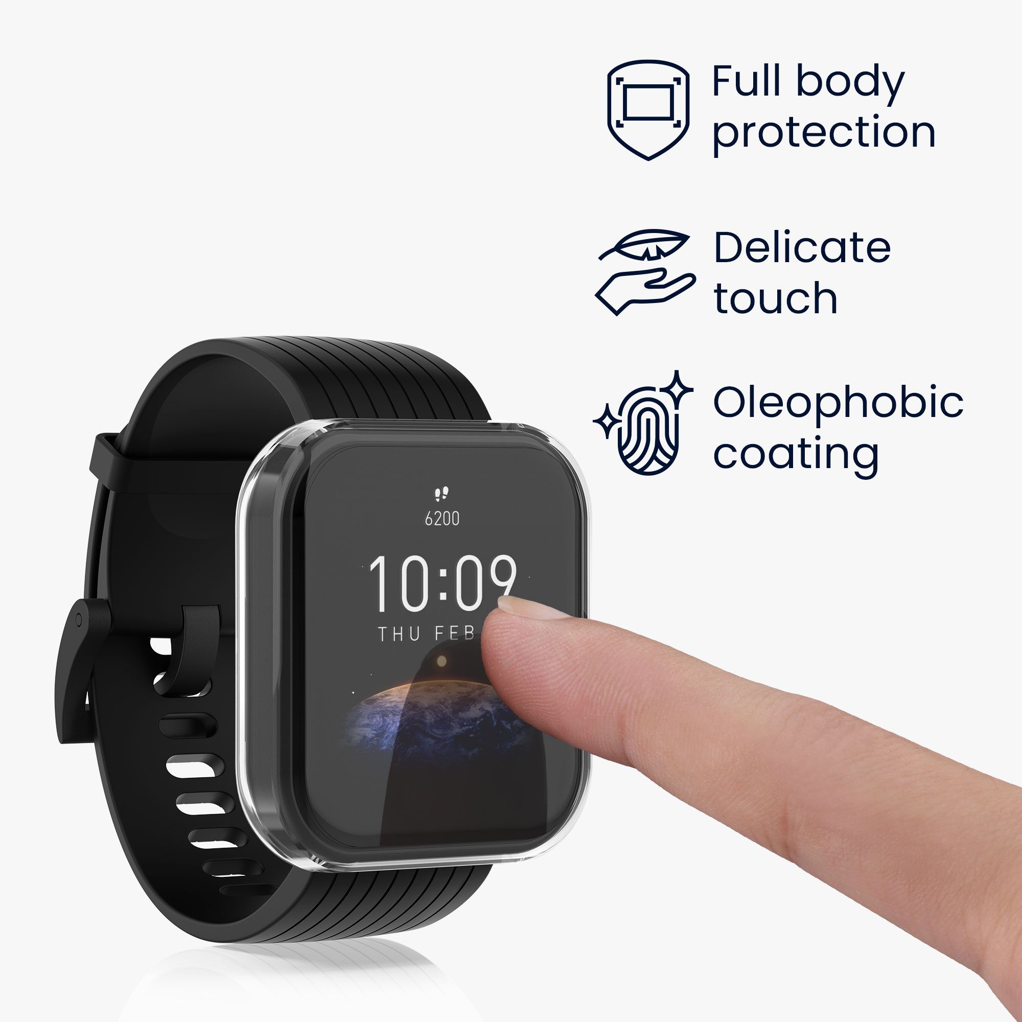 kwmobile Smartwatch-Hülle 2x Silikon Hülle für Huami Amazfit Bip 3 / Bip 3 Pro, Schutzhülle Fullbody Display Cover Set aus Silikon