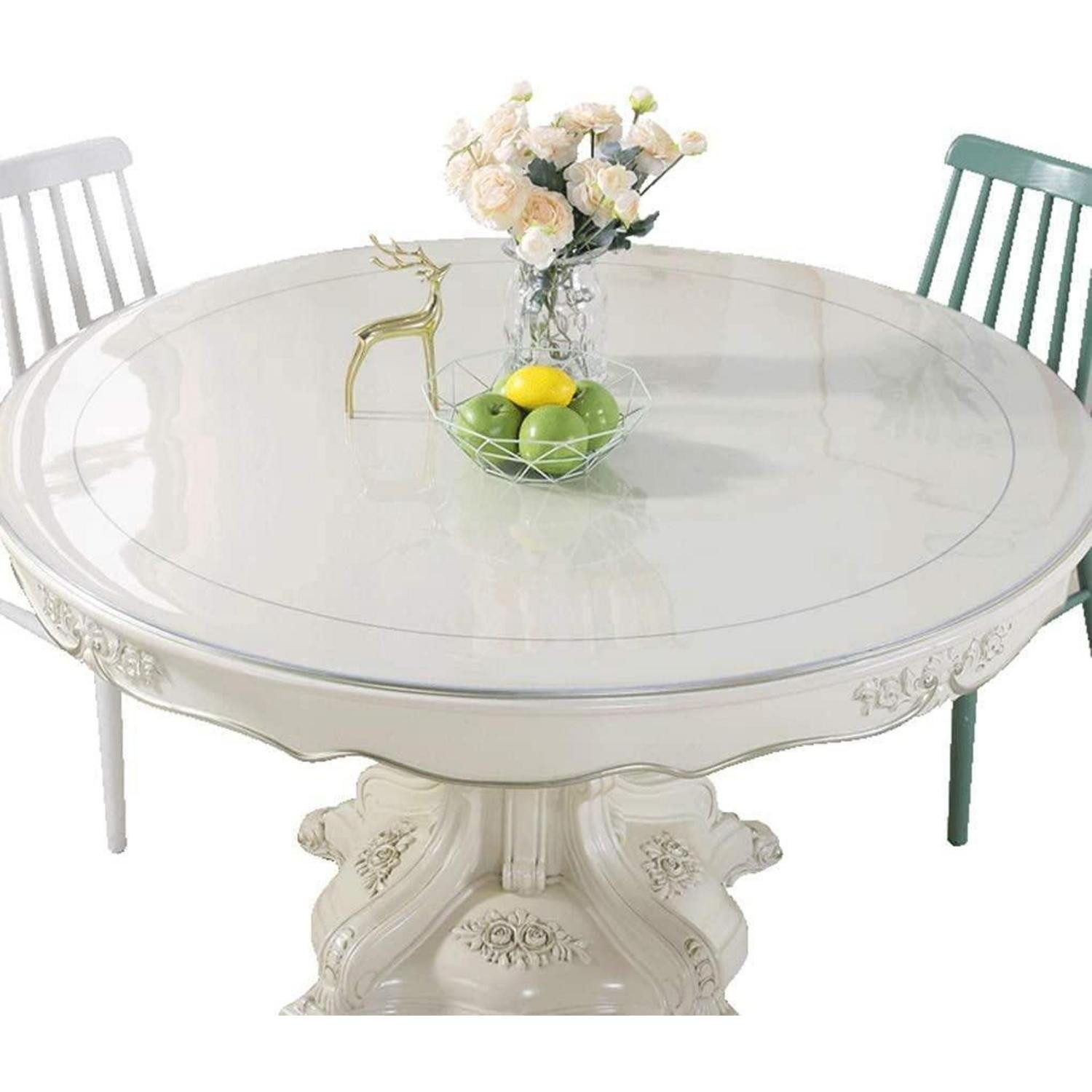 LuxusKollektion Tischschonbezug Tischfolie PVC rund 90cm 1.5mm transparent