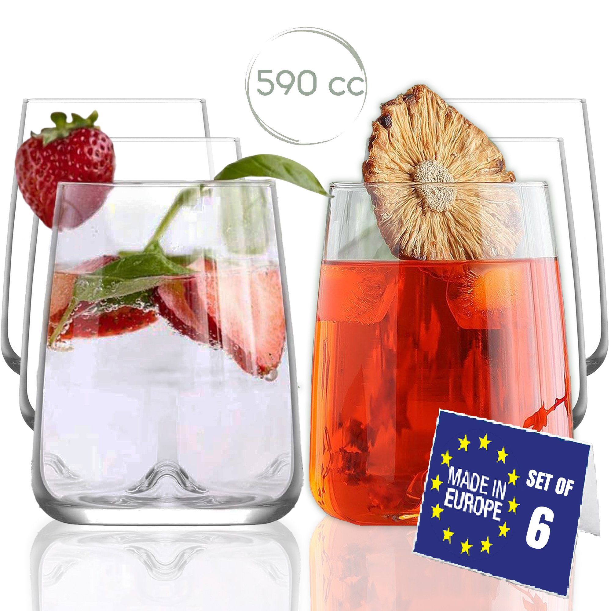 LAV Cocktailglas Terra Hochwertige Weingläser: 3er Set 590cc, Spülmaschinenfest