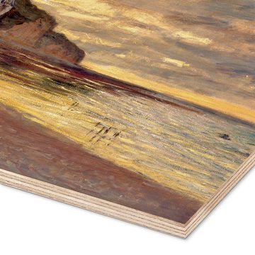 Posterlounge Holzbild Claude Monet, Ebbe bei Pointe de L'Ailly, Wohnzimmer Malerei