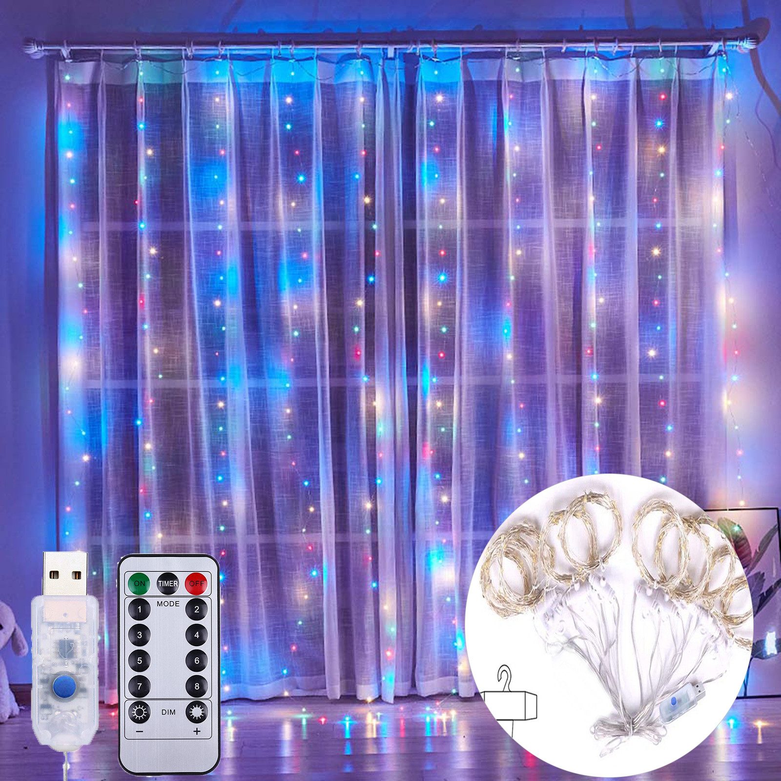 MUPOO LED-Lichtervorhang 3 M X 3 günstig online kaufen