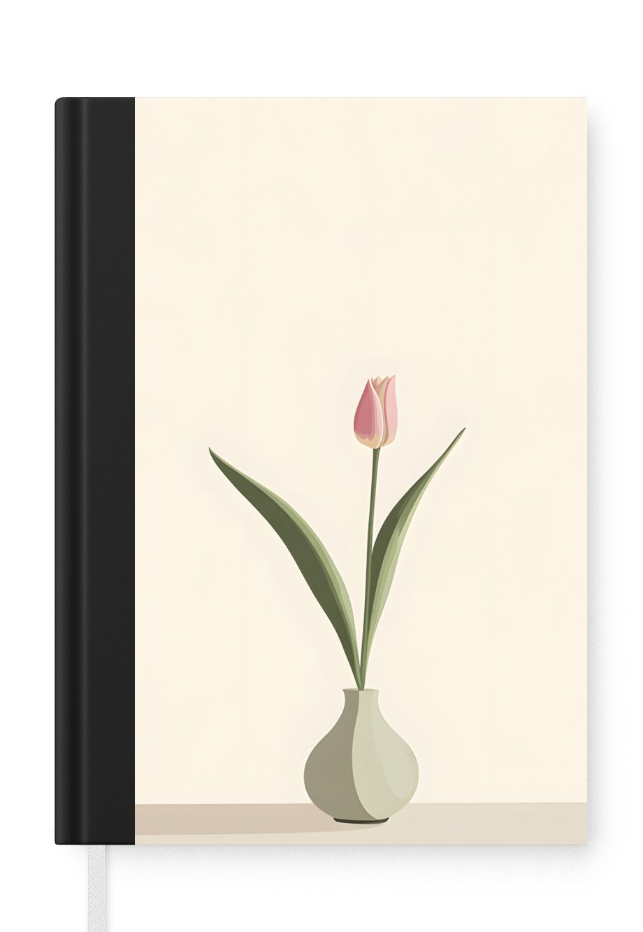 MuchoWow Notizbuch Tulpe - Vase - Beige, Notebook, Notizblock a5, Tagebuch, Journal Liniert
