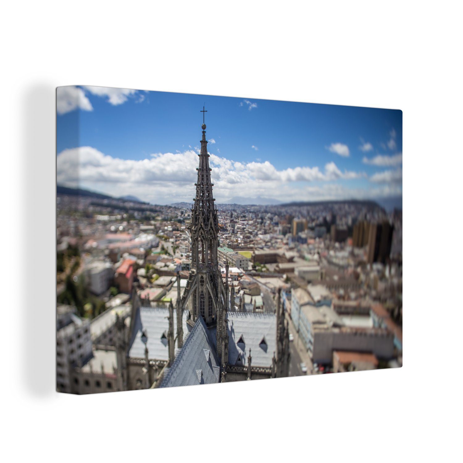der 30x20 Wanddeko, Aufhängefertig, OneMillionCanvasses® in Ecuador, St), Turm Kathedrale Wandbild Leinwandbilder, cm Leinwandbild (1 Quito,