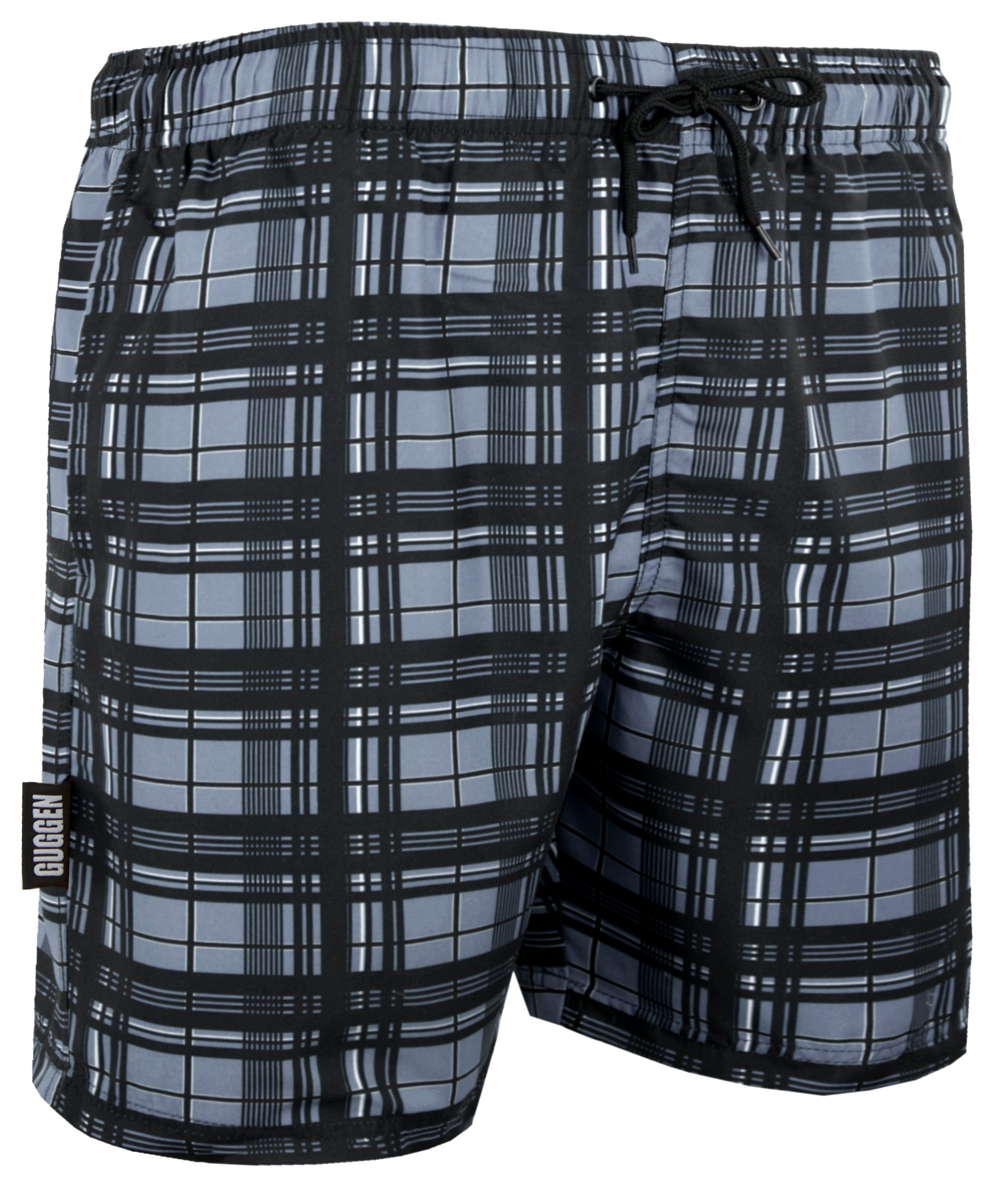 GUGGEN Mountain Badeshorts Badehose Herren Badeshorts 1862 Boardshorts Schwimmhose mit Kordelzug Beachshorts Boardshorts Schwimmhose Männer grau kariert
