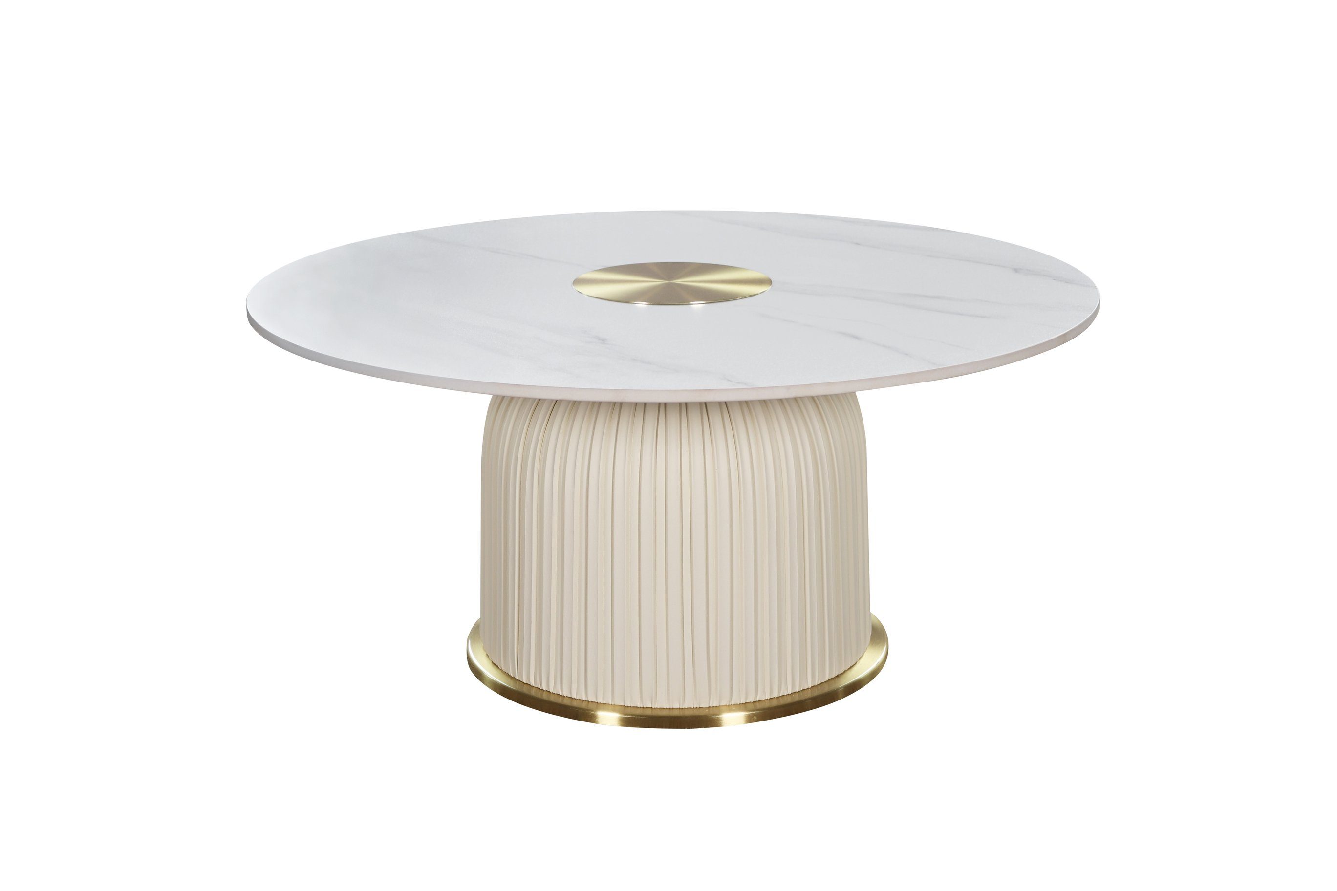 Livin Hill Couchtisch Modig, Goldener Sockel, weißes Öko-Leder, Marmorimita günstig online kaufen