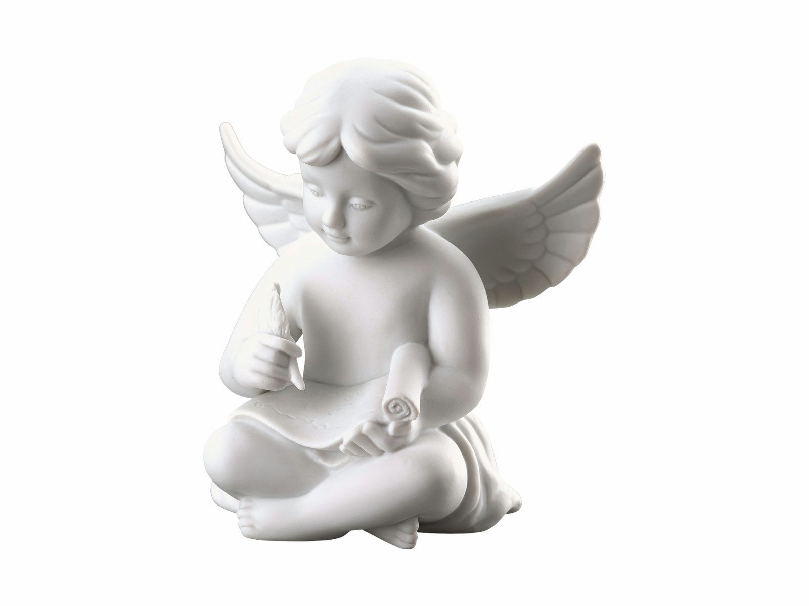Rosenthal Dekofigur Engel mittel weiss matt mit Schriftrolle 10cm, Figuren