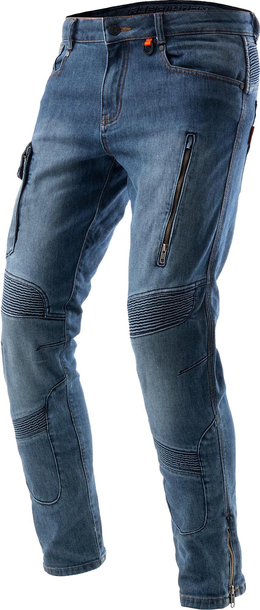 Rebelhorn Motorradhose Vandal Mono Motorrad Jeans Verbindungsreißverschluss,Hüftprotektoren enthalten,Knieprotektor