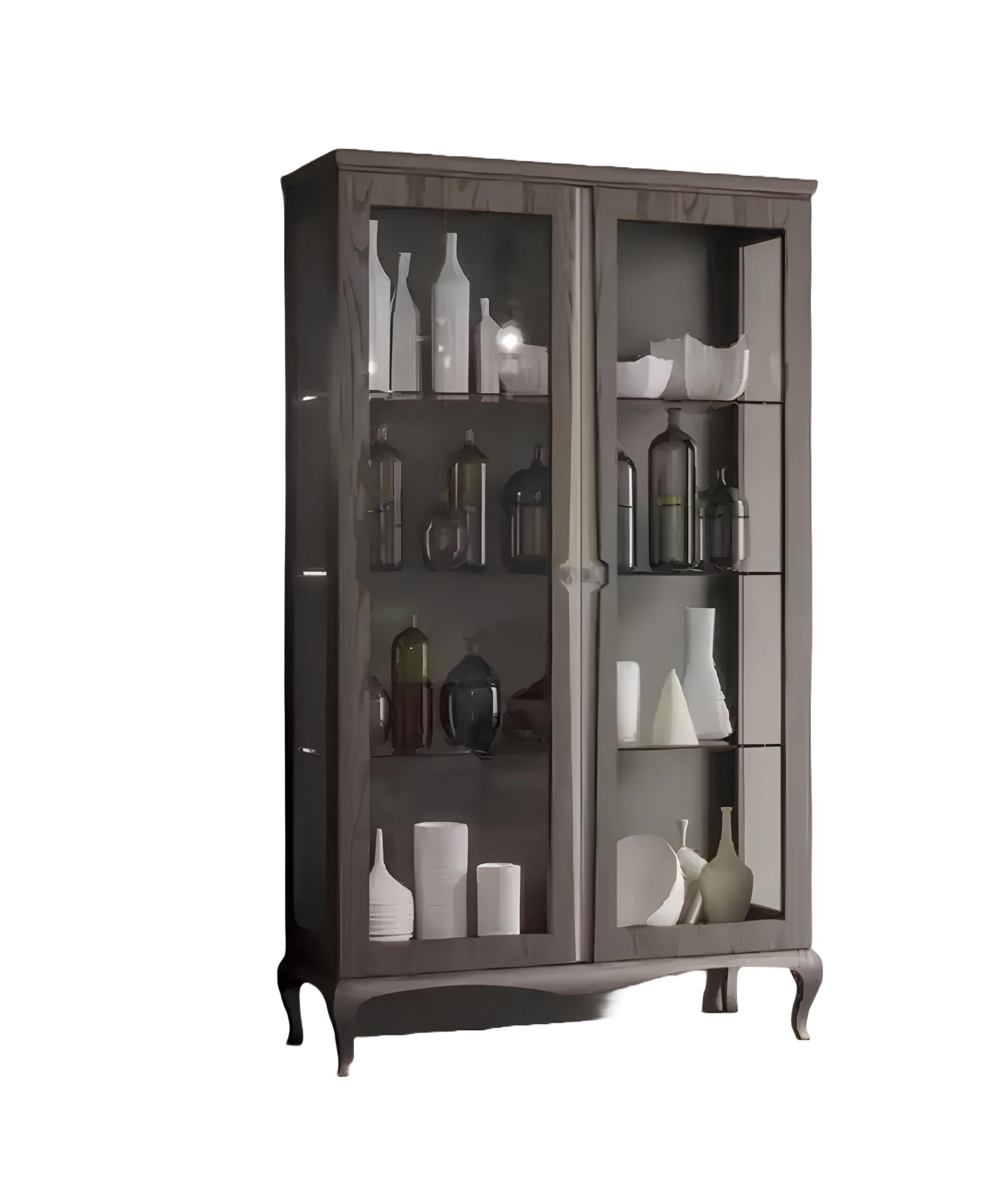 Xlmoebel Vitrine Holzvitrine für das Wohnzimmer mit Glasfront und Schränken (1-St., Vitrine) Hergestellt in Europa