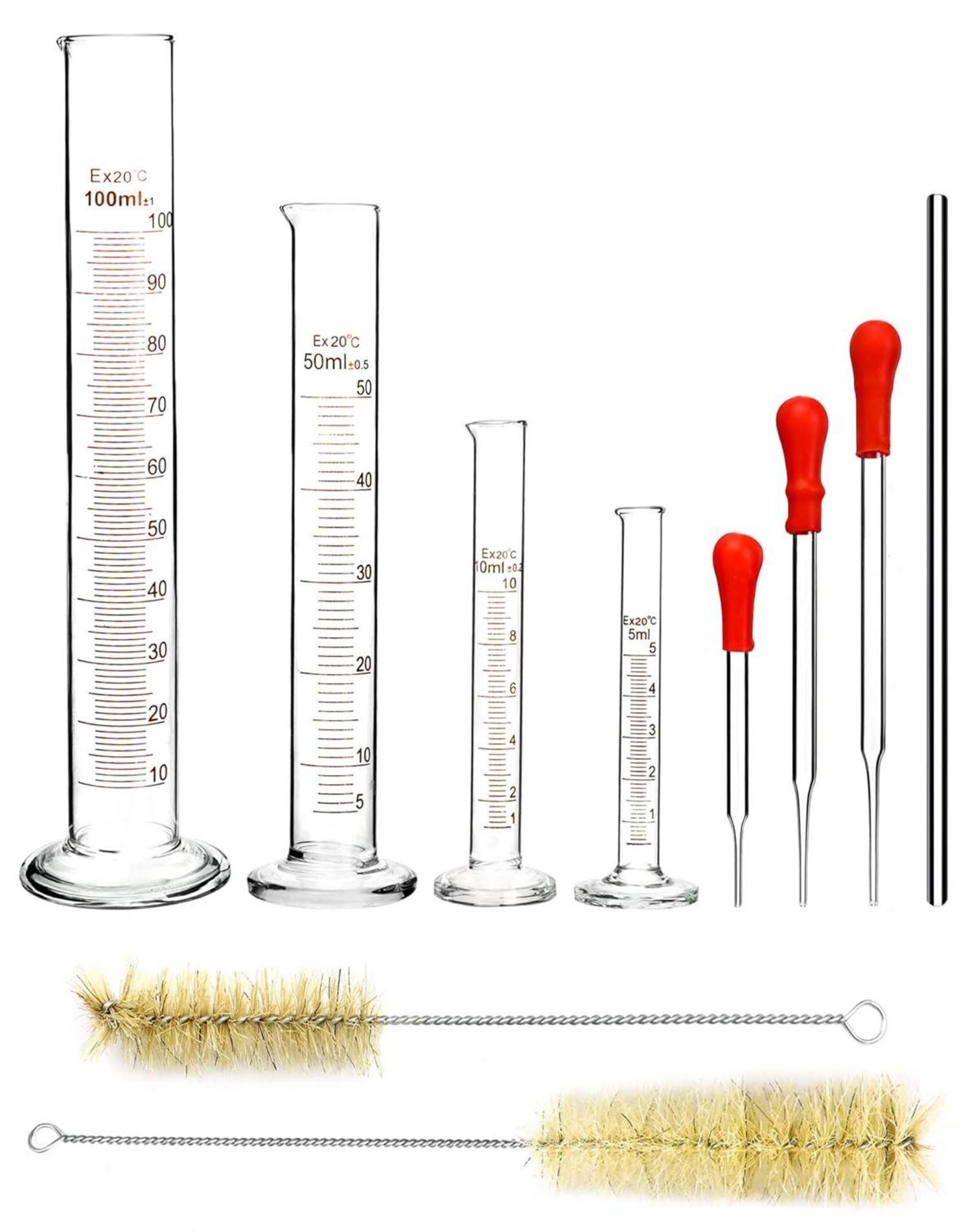 Glas Messzylinder Glas Set 5/10/50/100 ml + Glaspipetten