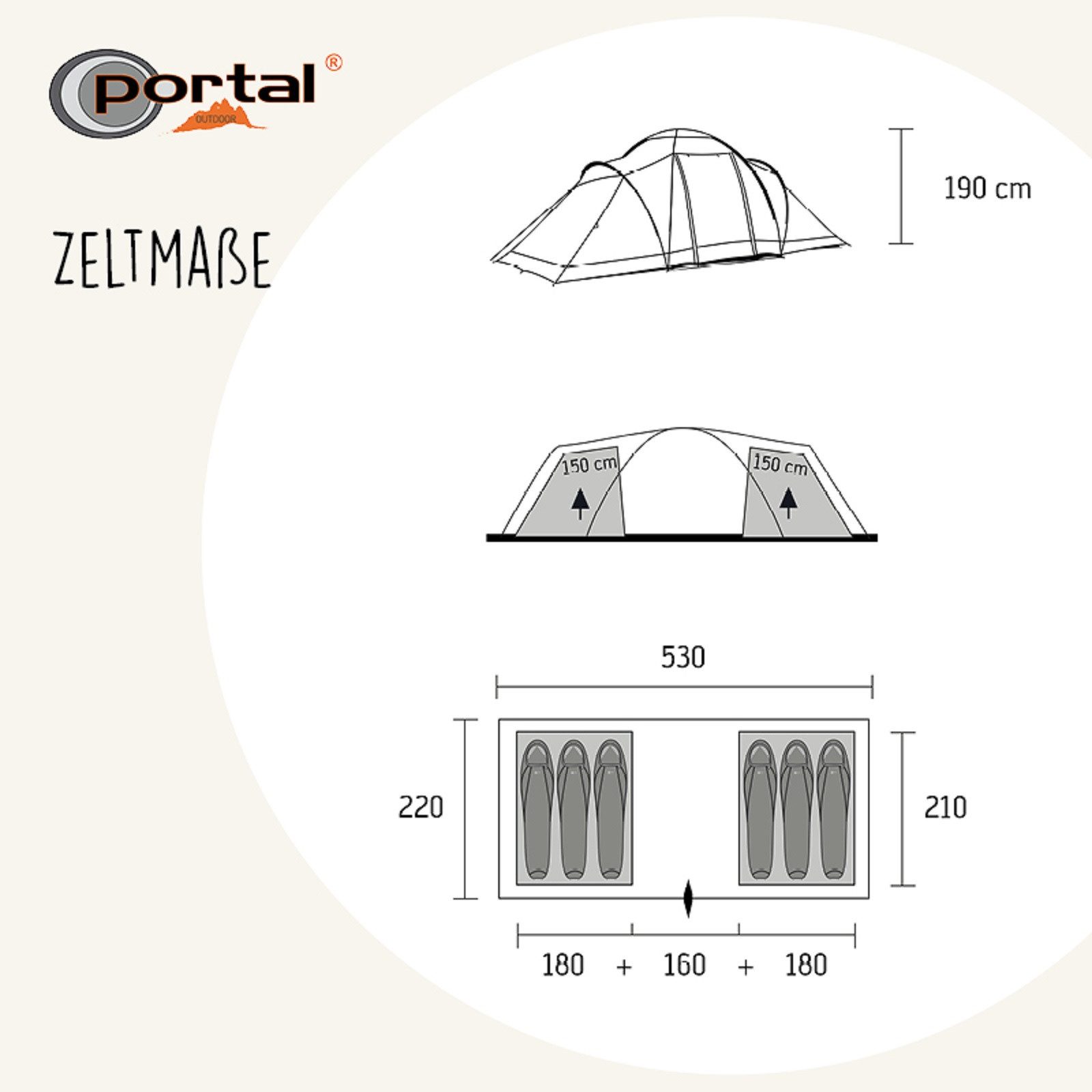 Portal Outdoor Kuppelzelt "Beta 6 blau", günstig online kaufen