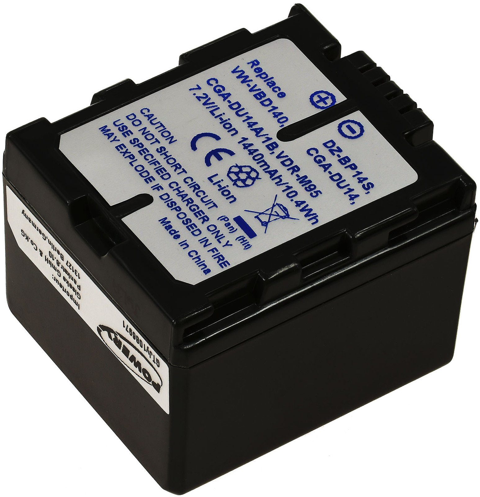 Powery Akku für Panasonic Typ CGA-DU12 Kamera-Akku 1440 mAh (7.2 V)