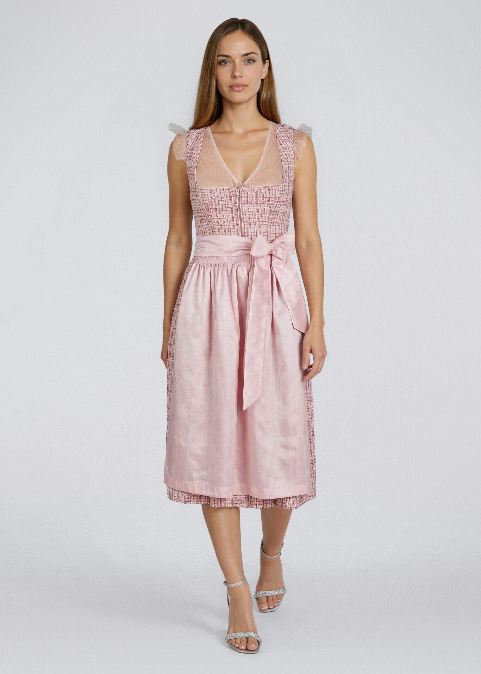 Spieth & Wensky Dirndl Harvey mit Reißverschluss und Blümchen-Anhänger