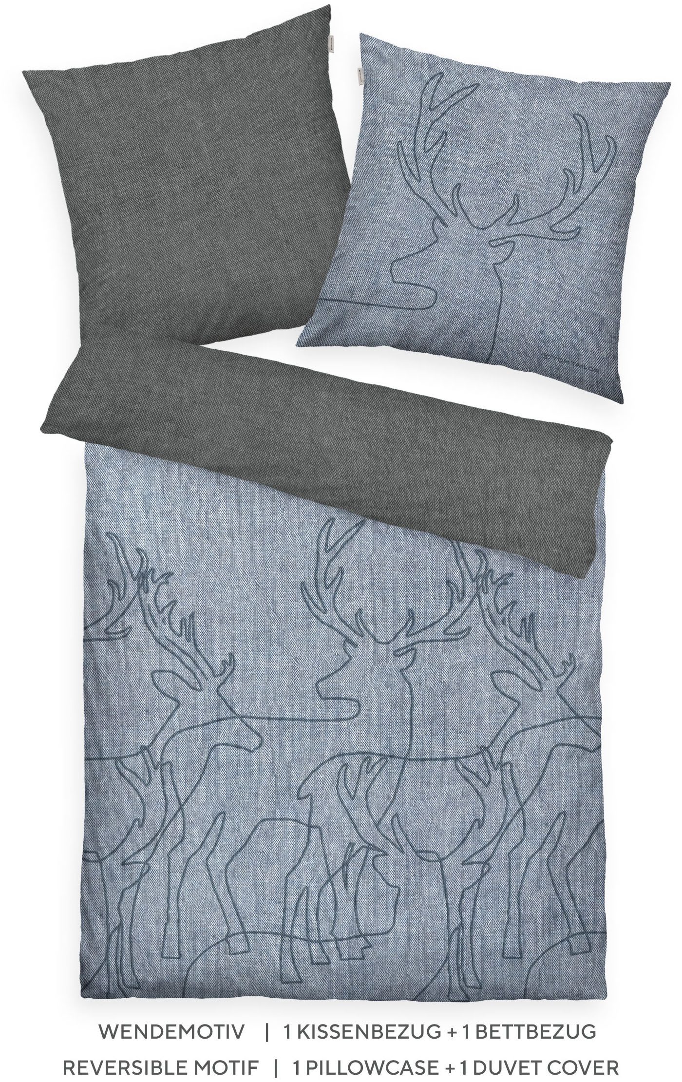 TOM TAILOR HOME Wendebettwäsche Lennart in Gr. 135x200, 155x220 oder 200x200 cm, ideal für Weihnachten, Flanell, 2 teilig, Flanell kuschelig warm im Winter, Weihnachtsbettwäsche aus Baumwolle