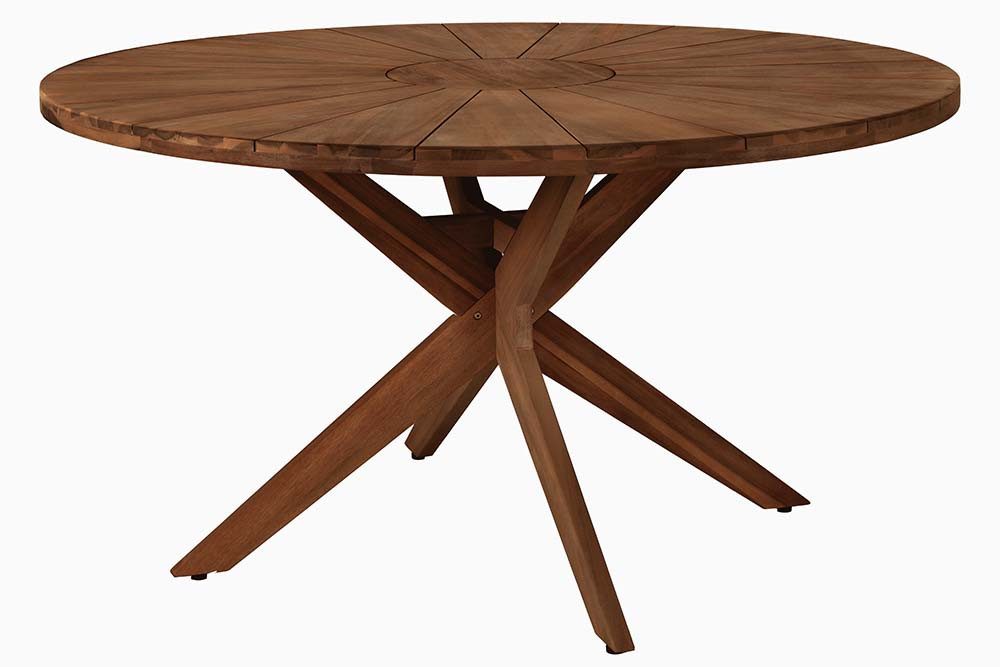 riess-ambiente Gartentisch KOPENHAGEN 140cm braun - Akazienholz, Massiv, honey finish, wetterfest (Einzelartikel, 1-St), Runder Outdoortisch für 6 Personen - ideal für Terrasse oder Balkon