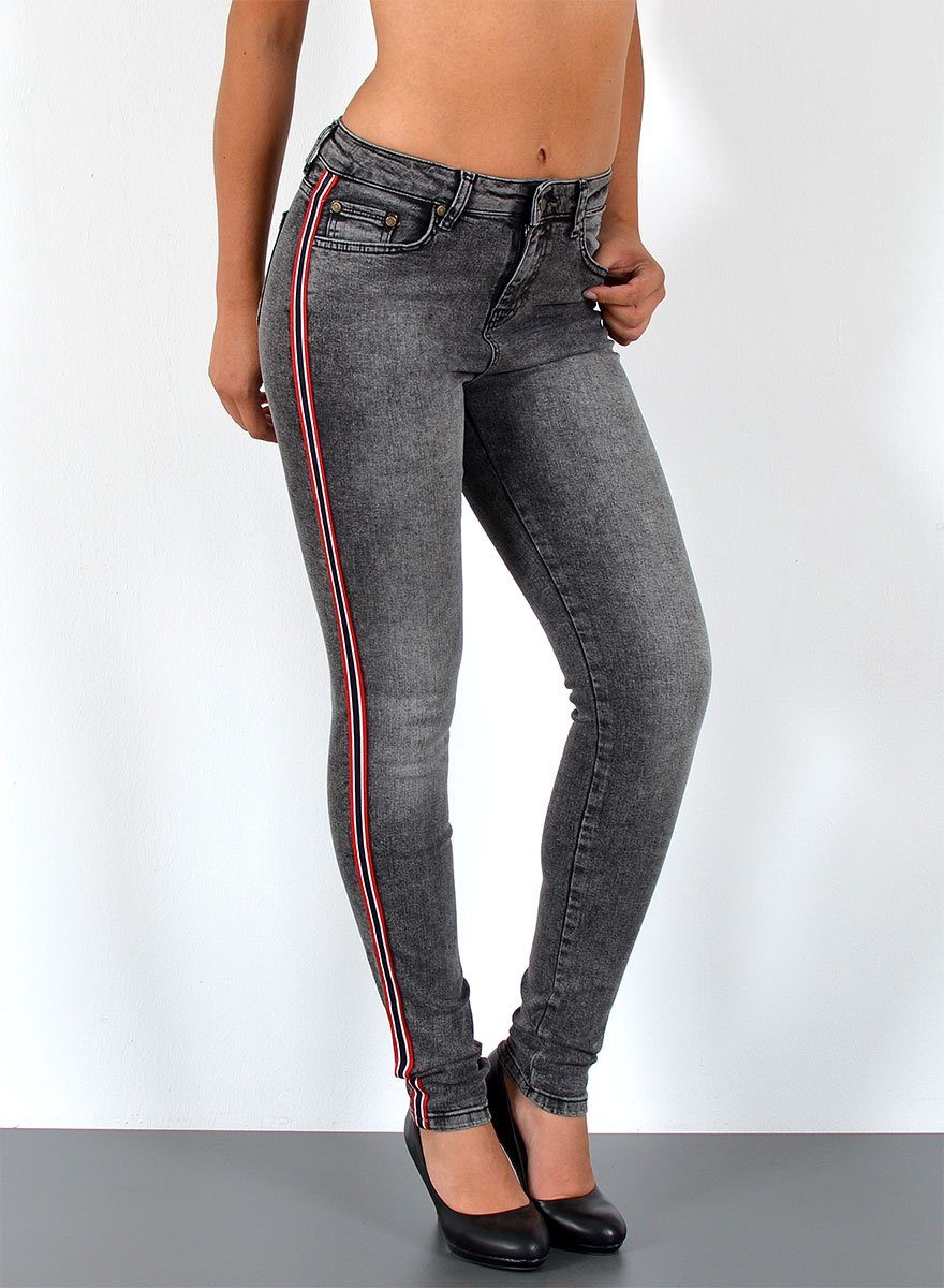 ESRA Skinny-fit-Jeans Damen High Waist Skinny Jeans mit Streifen bis Große günstig online kaufen