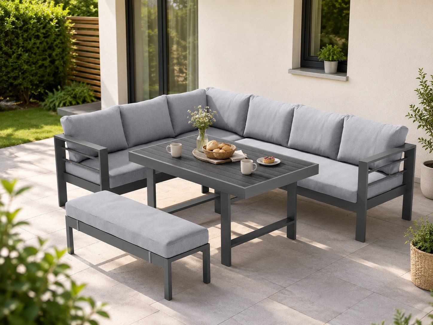 Gartenlounge-Set XXL Lounge Gartenmöbelset aus Aluminium, wetterfest