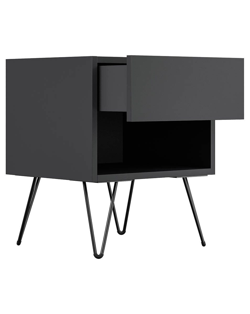Posseik Waschtisch-Set Nachttisch FAVIER 40 x 50cm, 1 Schublade SET, grafit-grau, (Sideboard, 1-St., Sideboard)