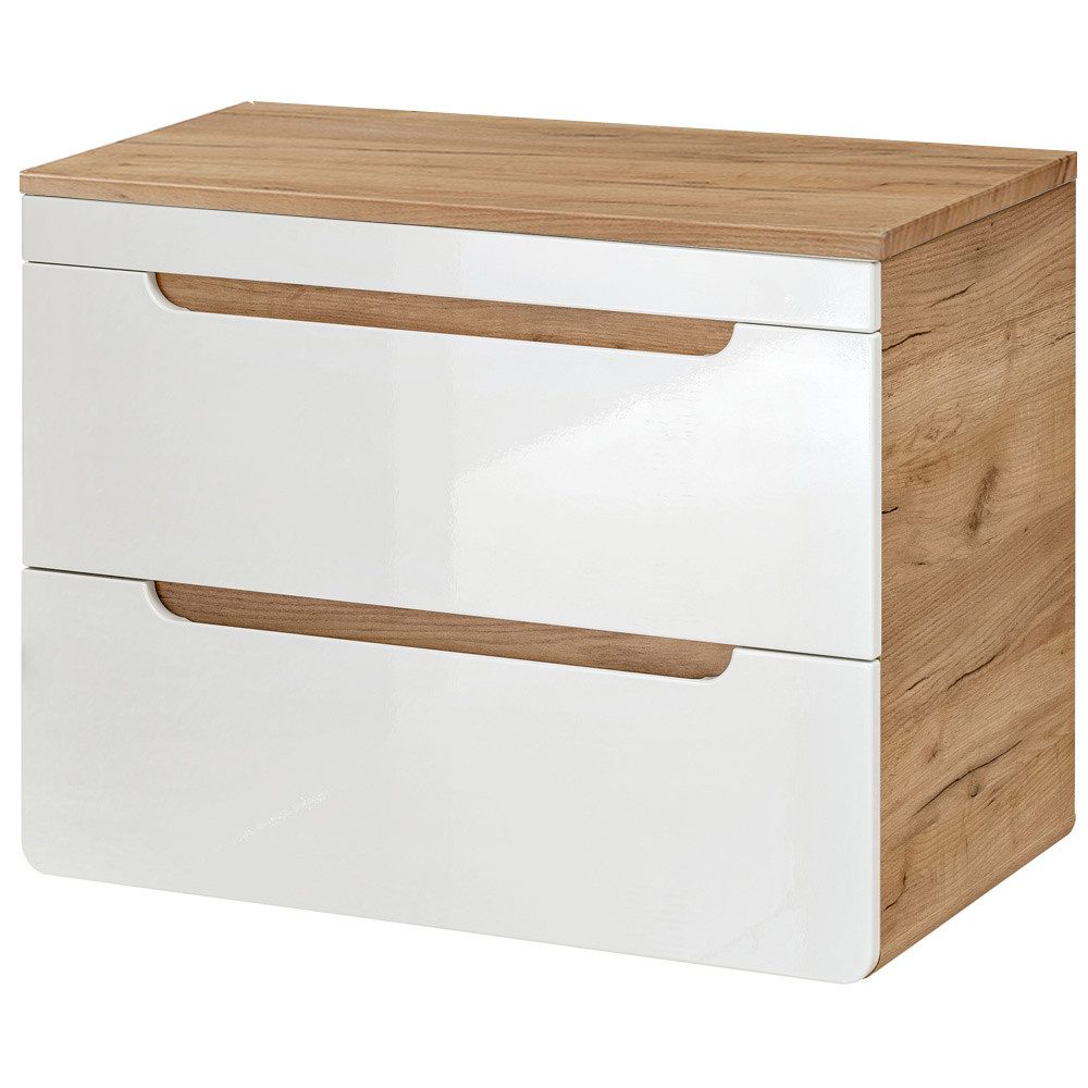 Lomadox Waschbeckenschrank LUTON-56 weiß mit Wotan Eiche Nb. 81/61,5/46 cm günstig online kaufen