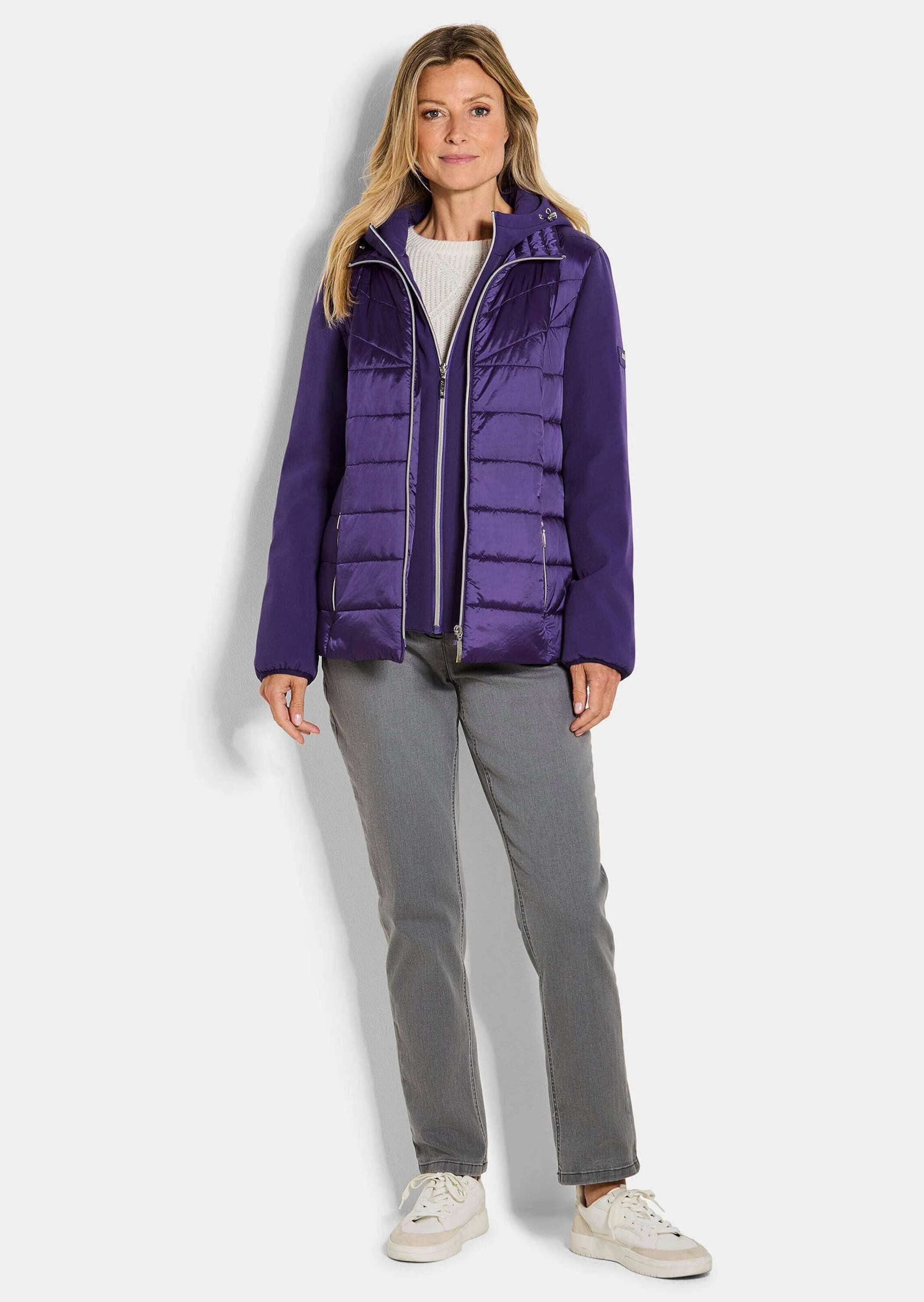GOLDNER Outdoorjacke Sportive Steppjacke mit Kapuze Winterjacke mit Stehkragen, Reißverschlüssen, Taschen und Langarm