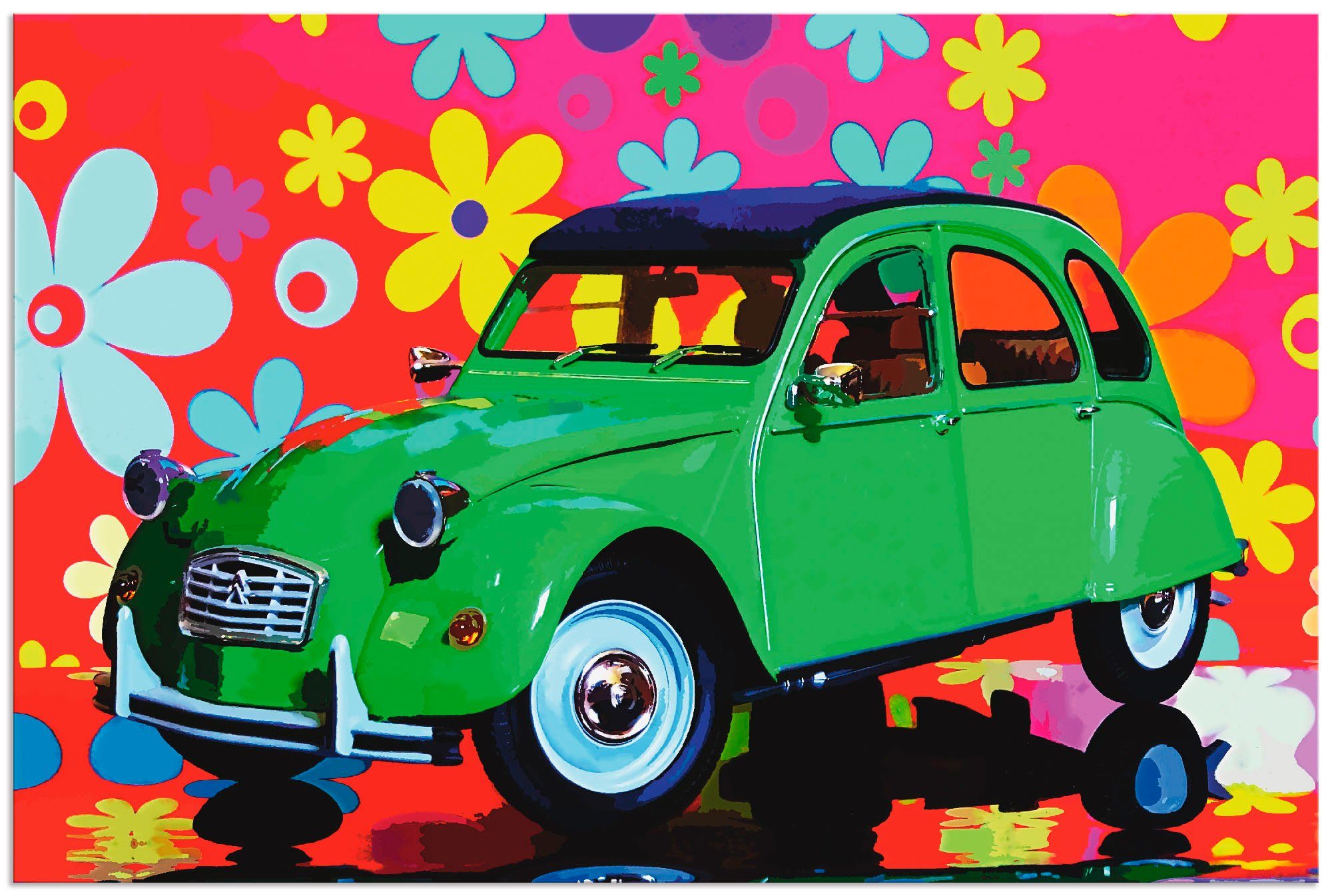 Artland Alu-Dibond-Druck CitroÃ«n 2CV grün, Auto (1 St), für Innen- und Außenbereich geeignet, Outdoorbild