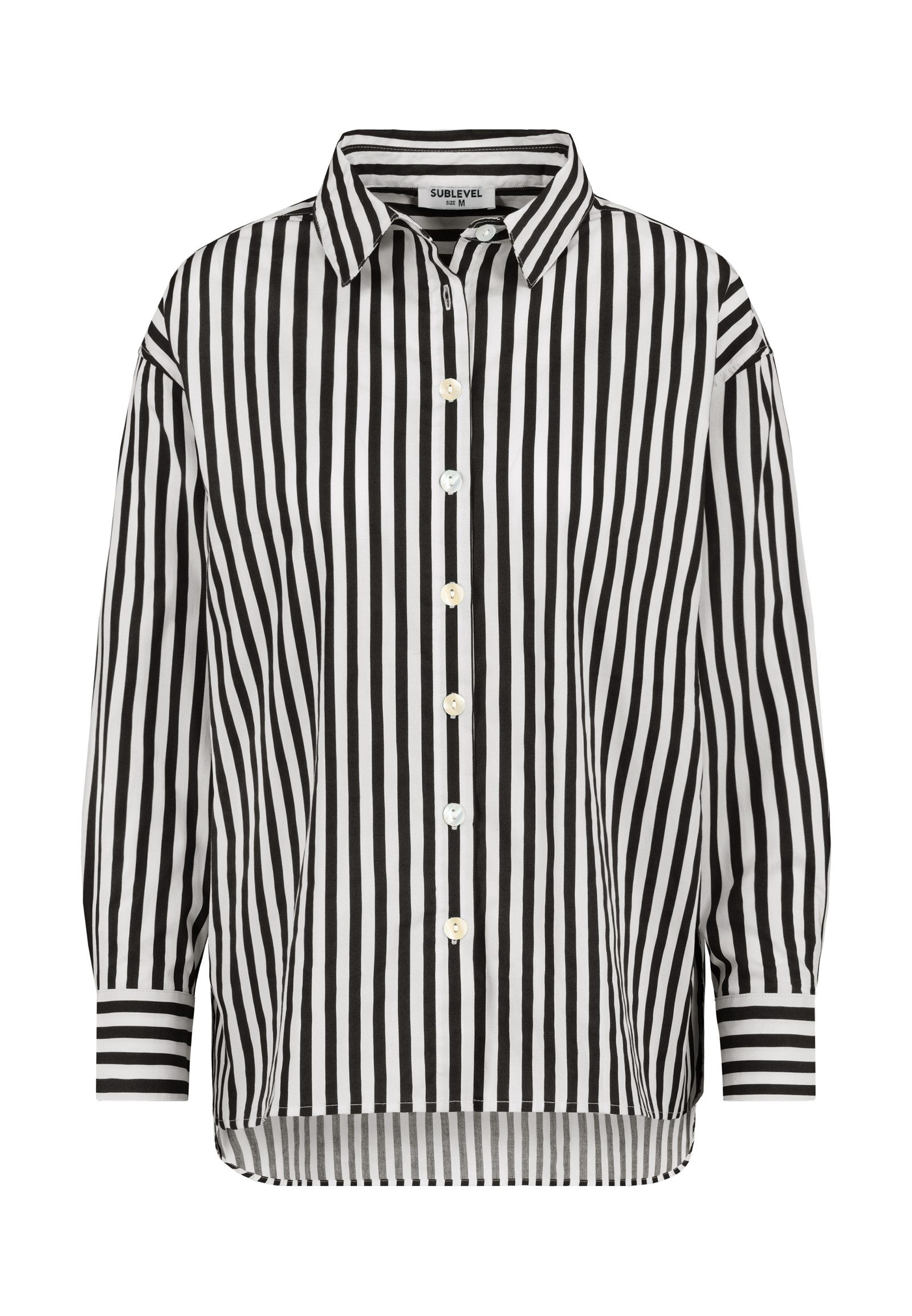 SUBLEVEL Langarmbluse Damen Bluse gestreift Hemdbluse, überschnittene Schul günstig online kaufen
