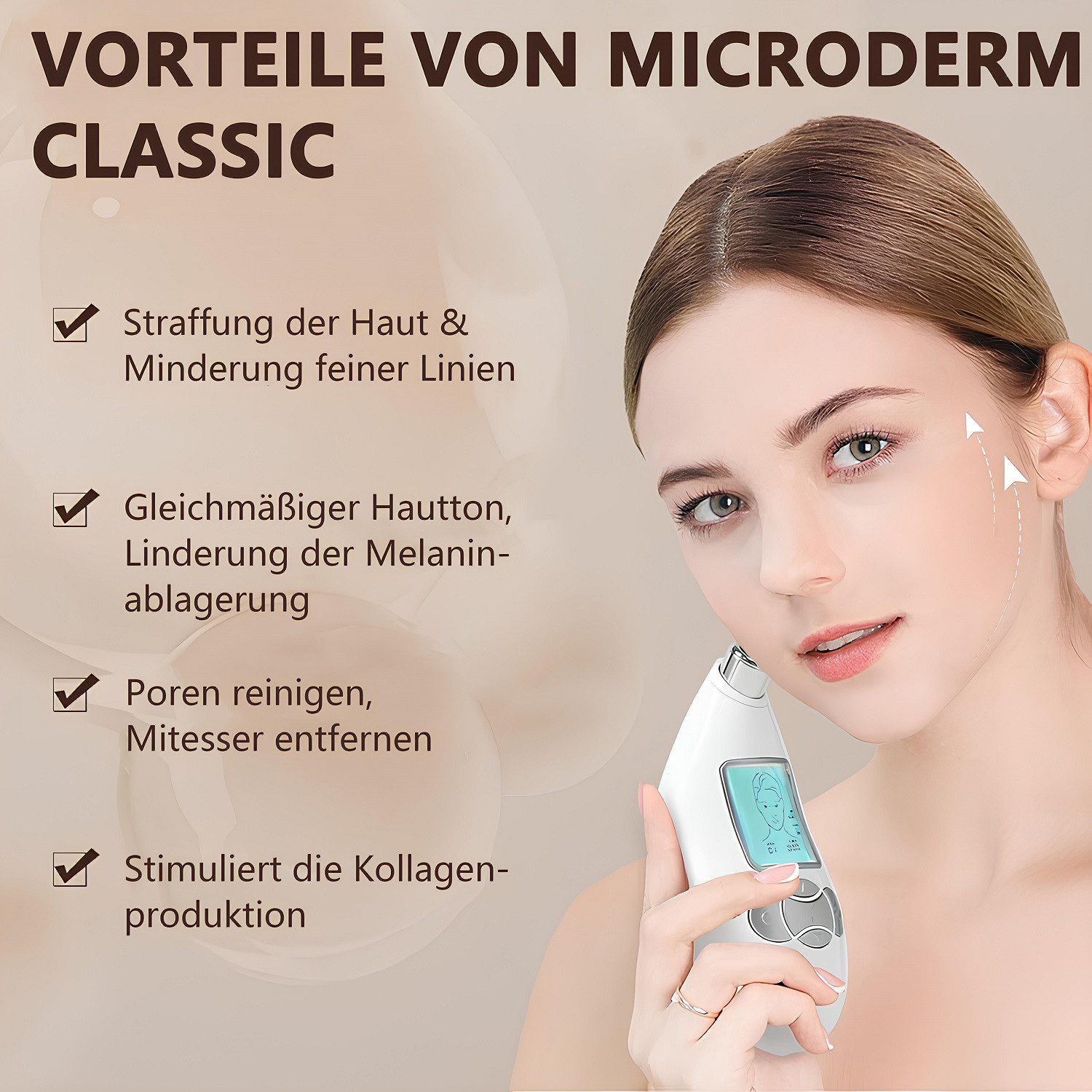 COOL-i ® Mikrodermabrasionsgerät Mikrodermabrasionsgerät – Gesichtspeeling mit 4 Aufsätzen, Set, Zur unterstützenden kosmetischen Hautpflege