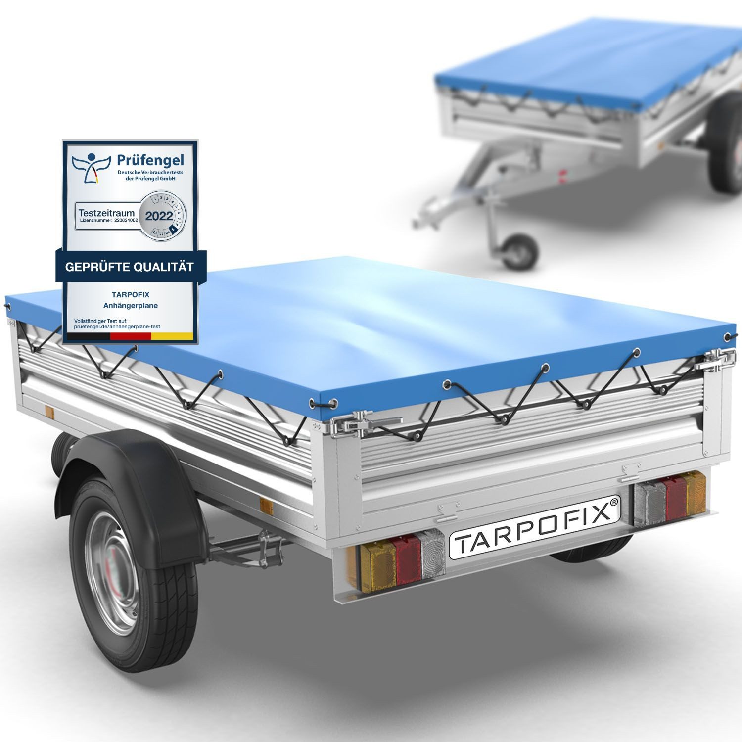 Tarpofix® Schutzplane Tarpofix Anhängerplane 207x114 cm PVC wasserdicht universell, Anhängerplane 207,5x114 cm, Gummizug, verstärkte Ösen