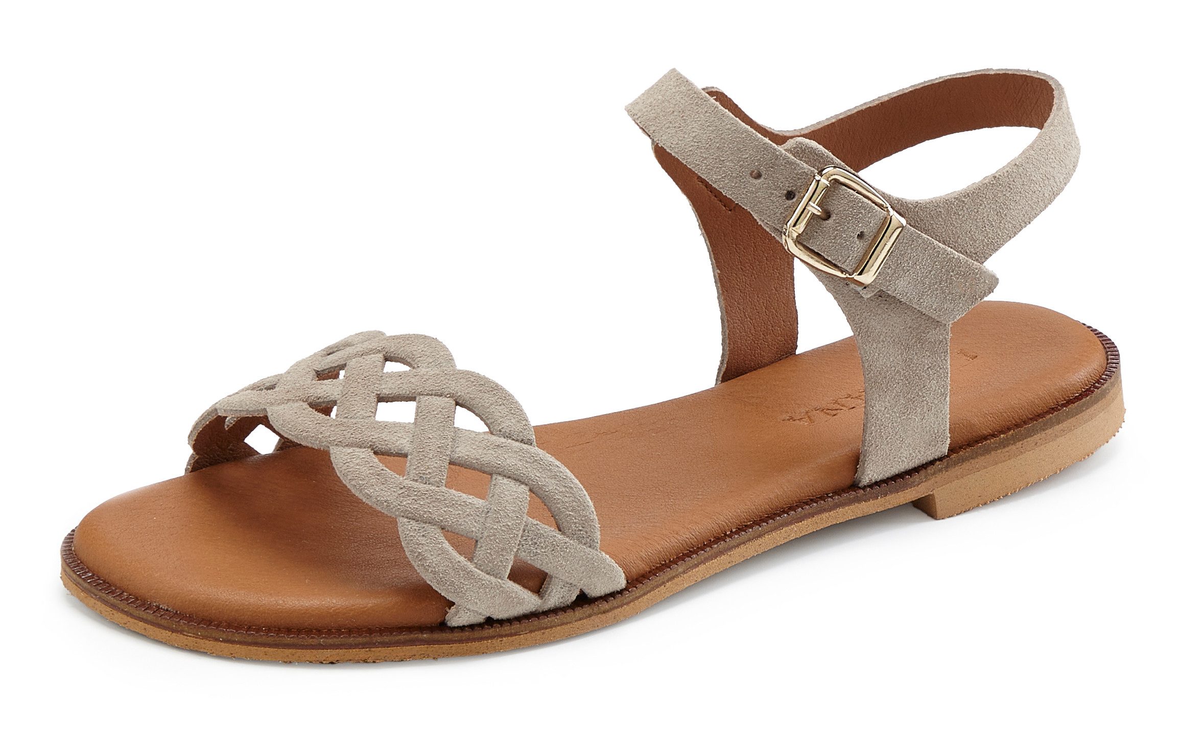 LASCANA Sommerschuh Sandale Sandalette, Sommerschuh aus Leder mit Cut-Outs und weicher Innensohle