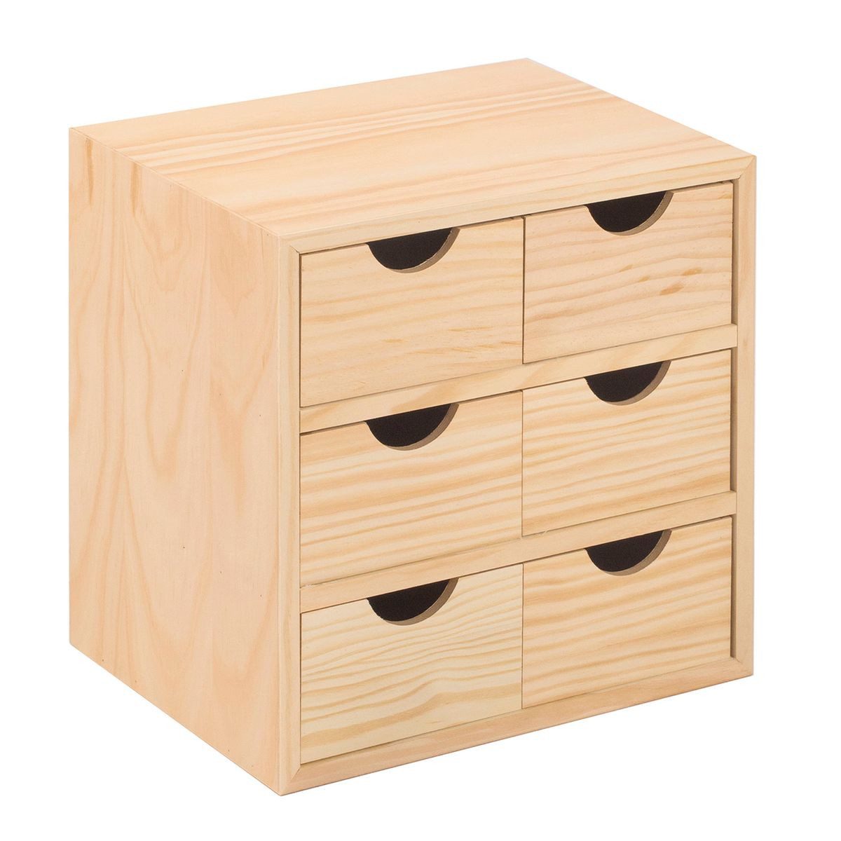 Astigarraga Kit Line Holzkiste Schubladenwürfel Schubladenblock Aufbewahrungswürfel, 6 Schublade, in natürlicher Optik