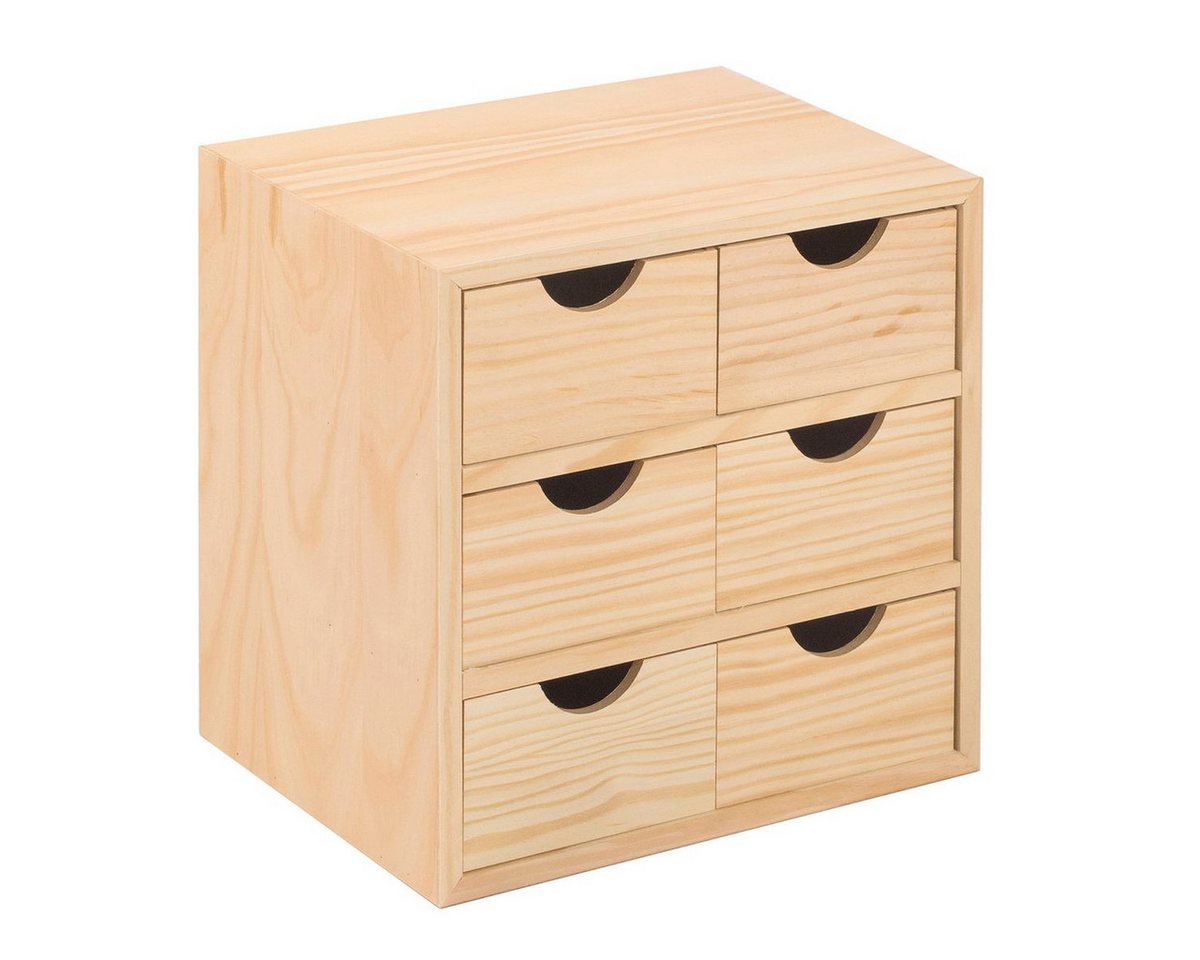 Astigarraga Kit Line Holzkiste Schubladenwürfel Schubladenblock Aufbewahrungswürfel, 6 Schublade, in natürlicher Optik