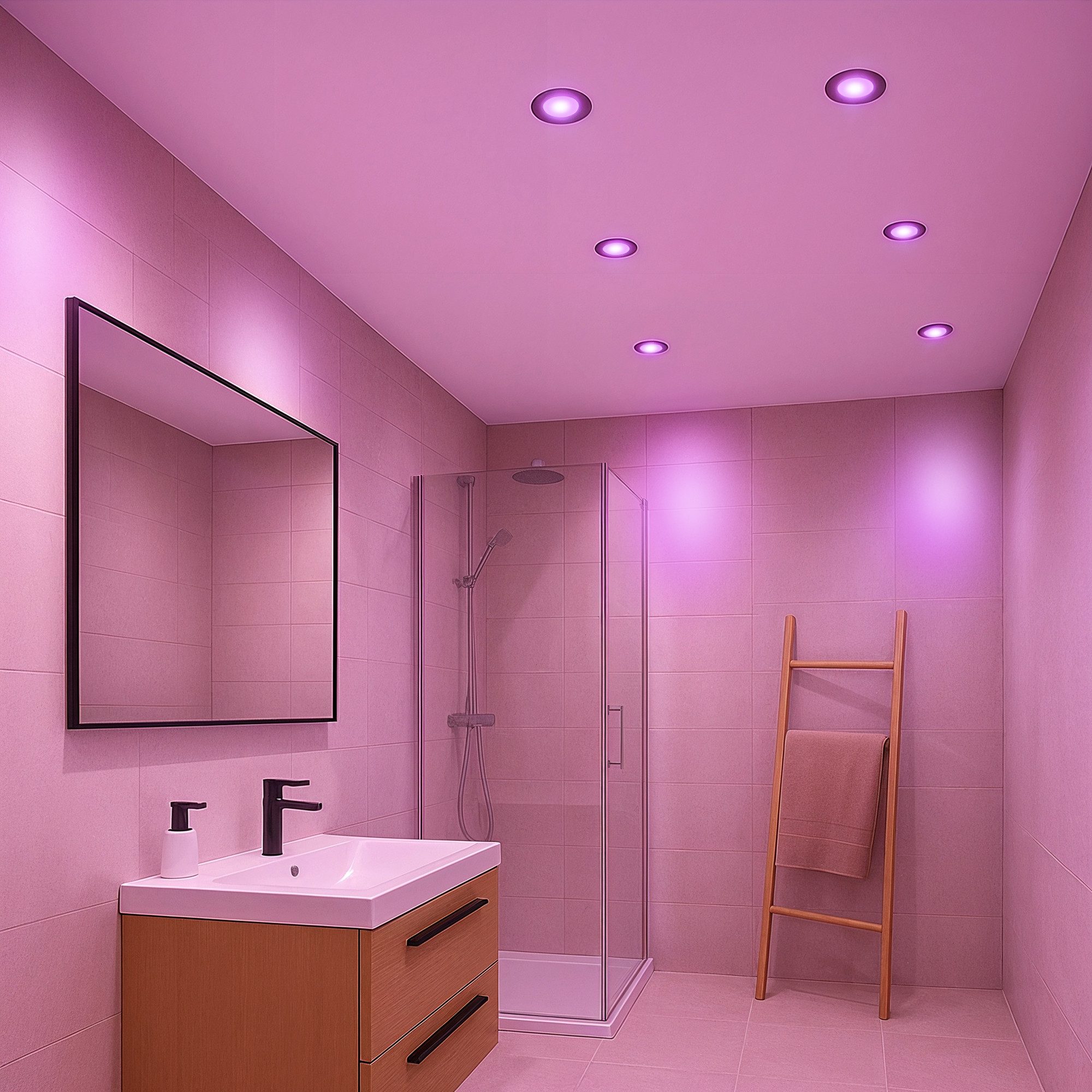 SSC-LUXon LED Außen-Deckenleuchte Einbauspot BEDA Schwarz IP65 mit LED Birne Smart RGB WLAN Deckenlampe, Smart