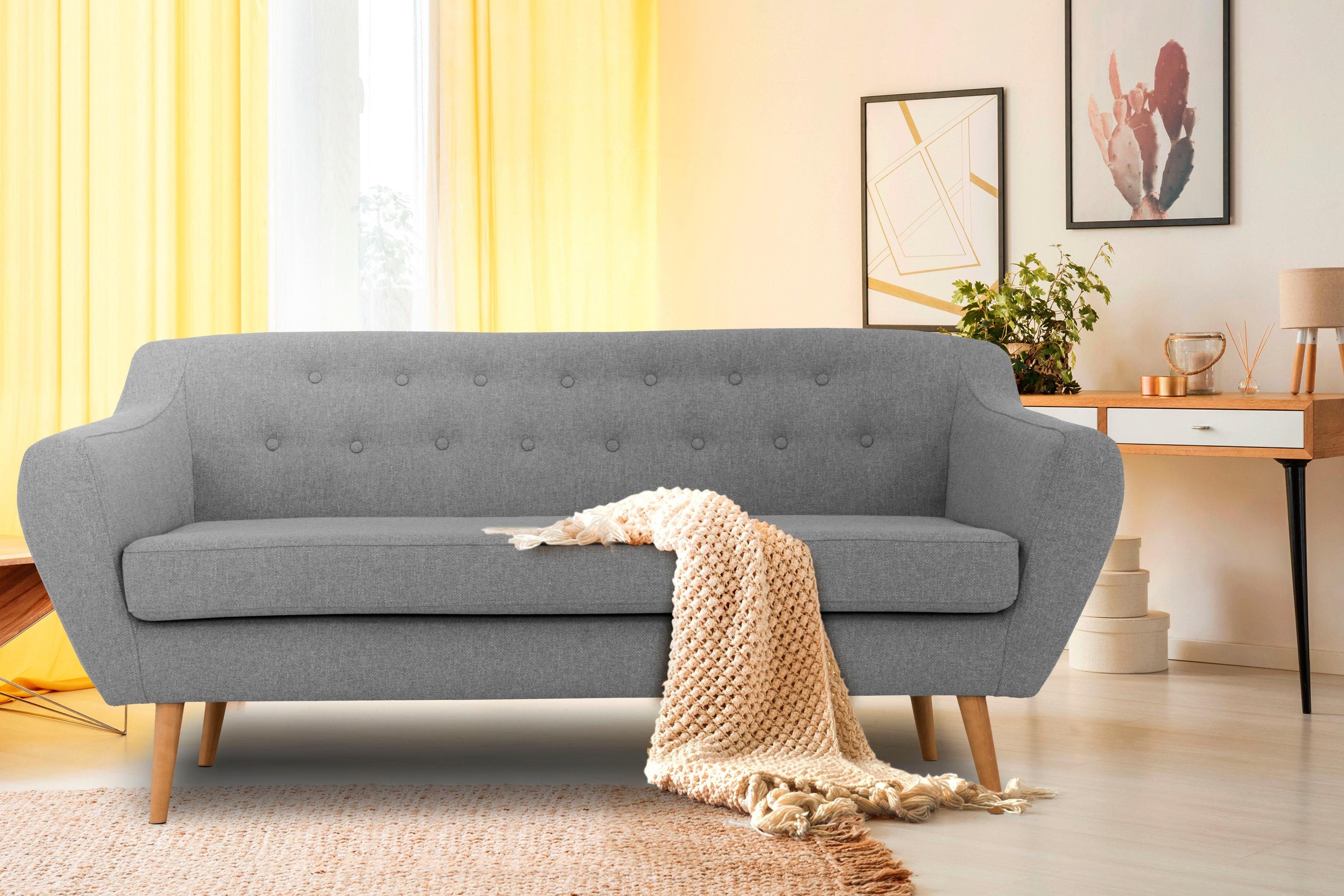 Home affaire 3-Sitzer Renne, mit Heftung im Rücken im skandinavischem Stil günstig online kaufen