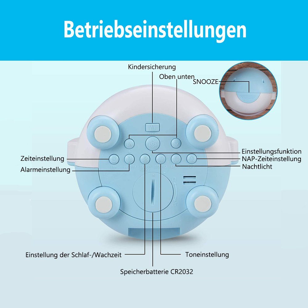 Lichtwecker, Kinderwecker Nachttischlampe, GelldG Kinderuhr Kinderwecker