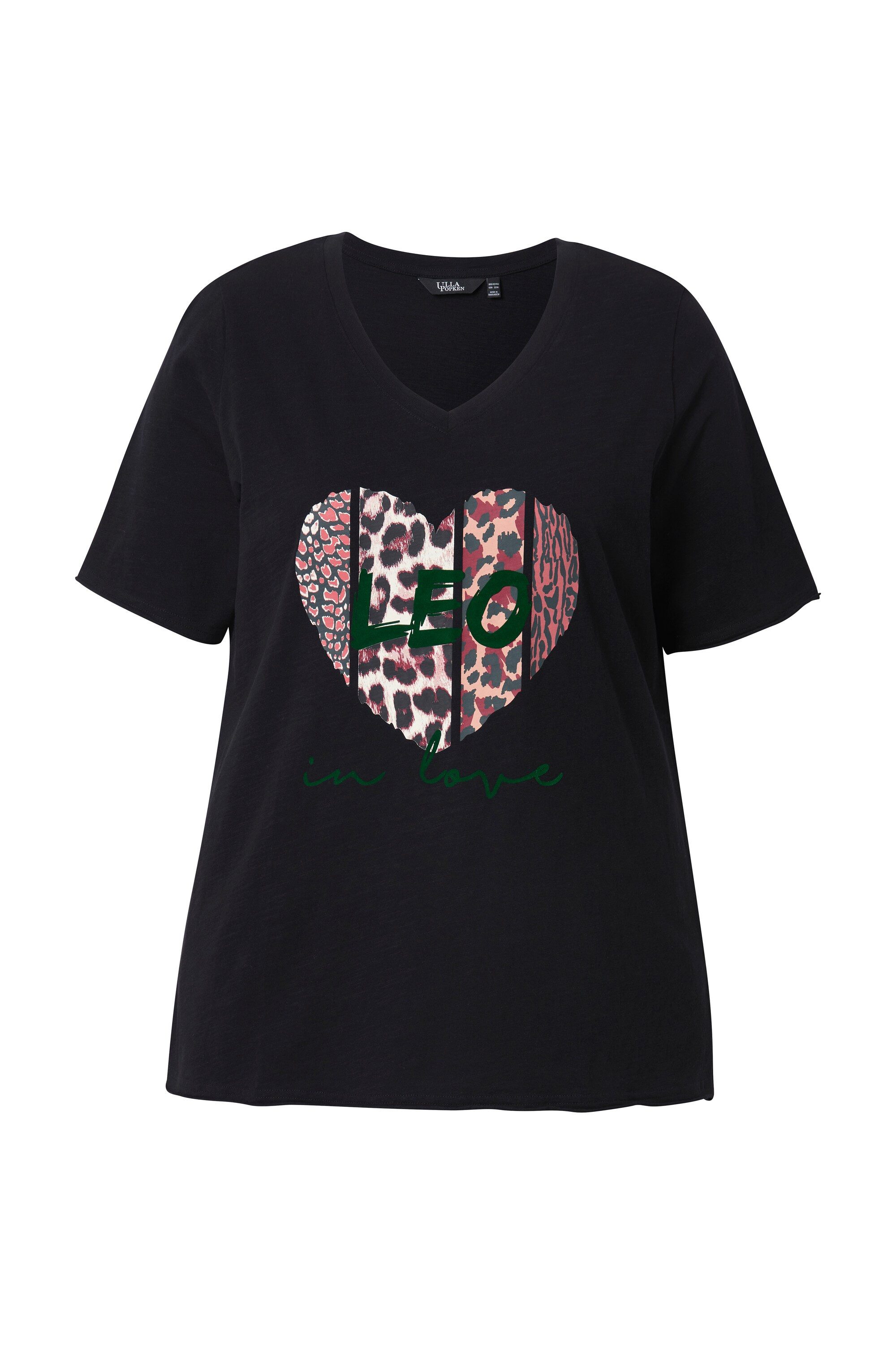 Ulla Popken T-Shirt T-Shirt Leo-Herz Classic V-Ausschnitt Halbarm günstig online kaufen