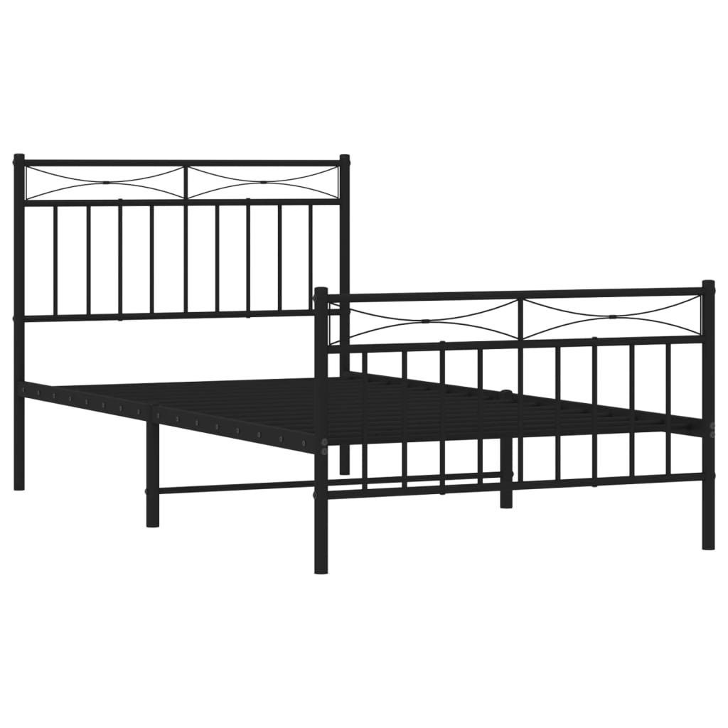 vidaXL Bettgestell, Bettrahmen mit Kopf- und Fußteil Metall Schwarz 100x190 günstig online kaufen