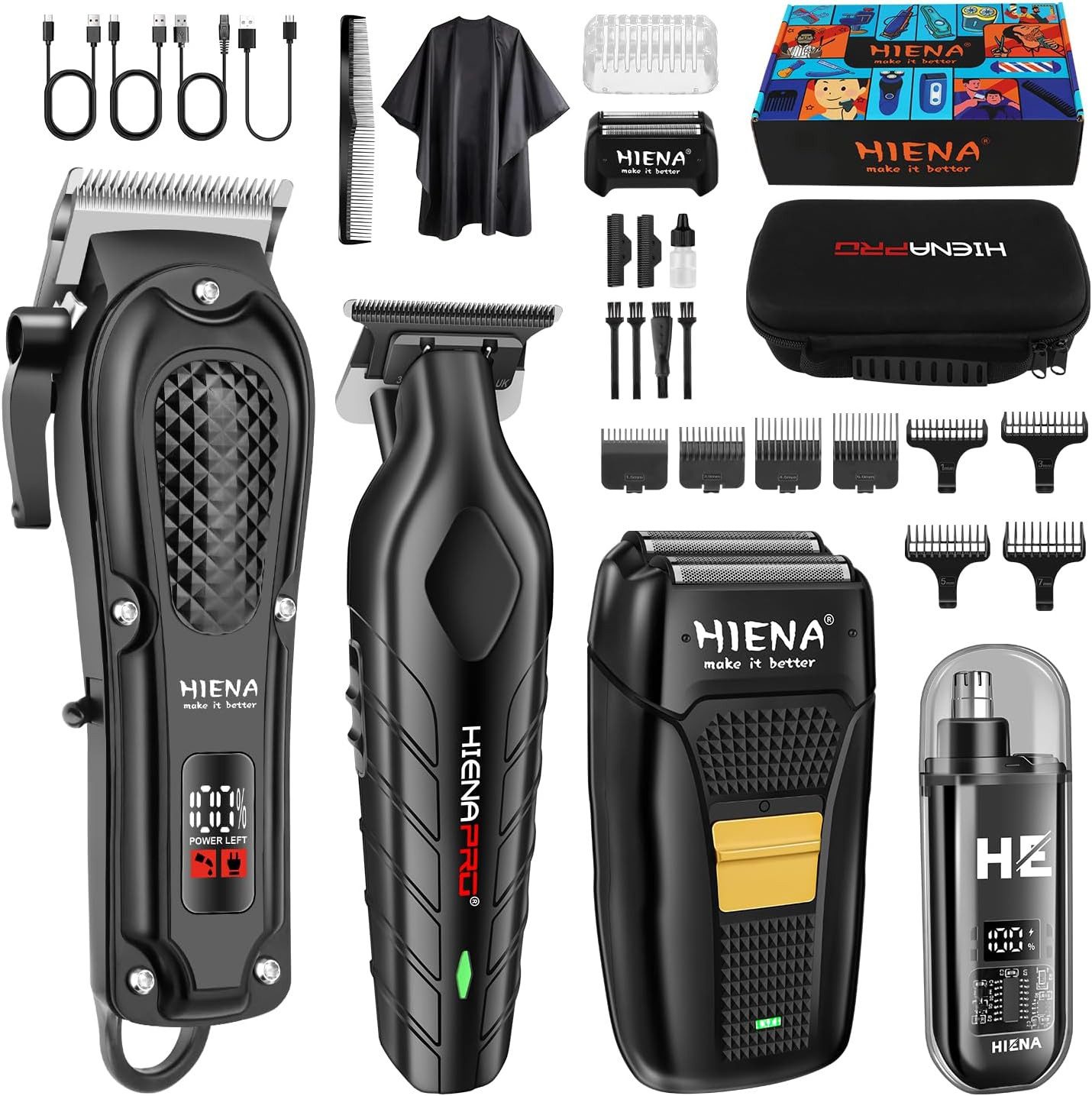 feinlux Haarschneider Professionelles Haarschneidemaschine Set für Herren, profi Barber Rasierer Herren LED Elektrisch Herrenhaarschneider, Barttrimmer und Folienrasierer, für Stylisten und Friseure Grooming