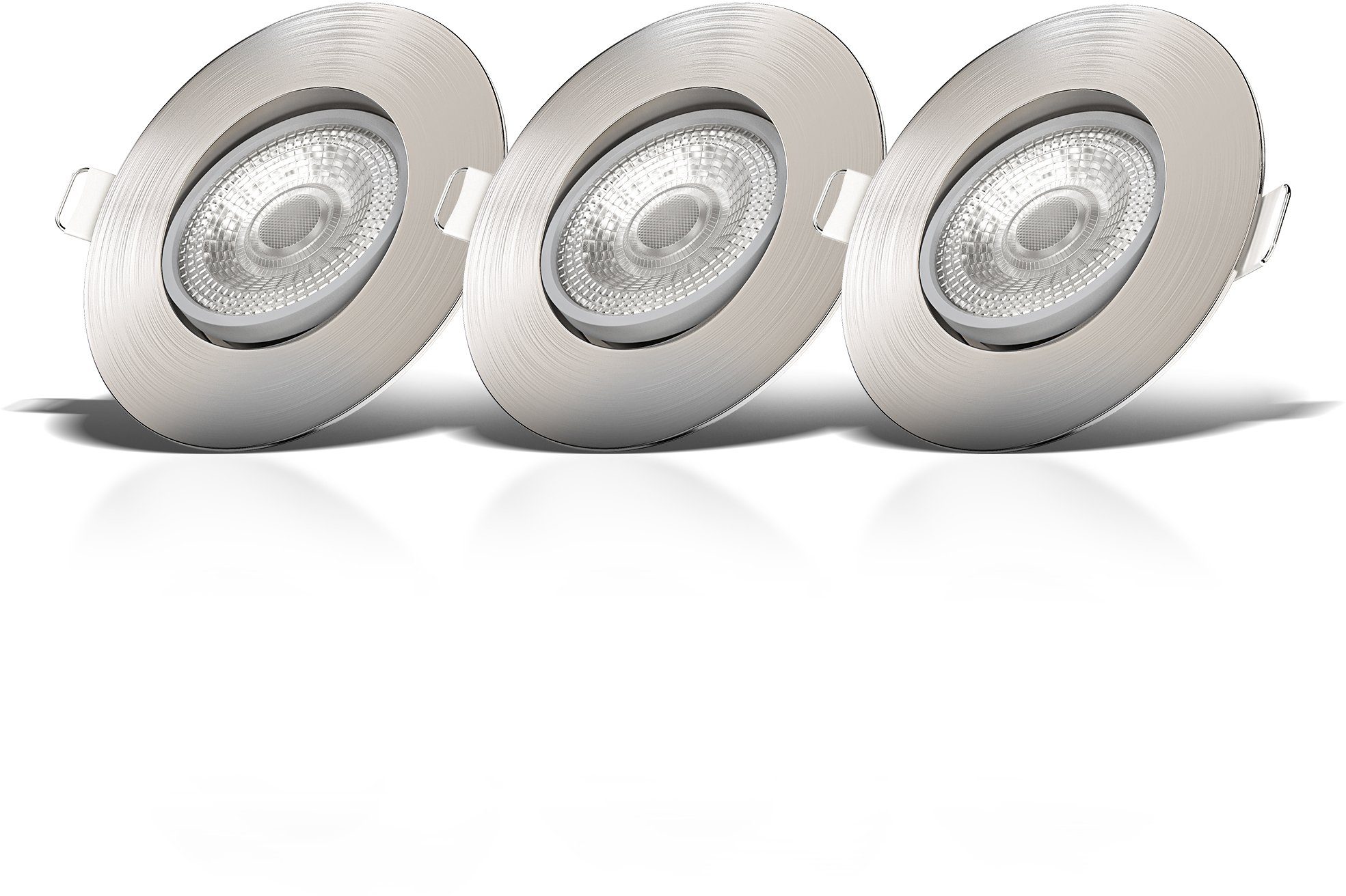 integriert, B.K.Licht LED schwenkbar, Deckenlampe, Warmweiß, LED 3er Einbauspots, dimmbar, Einbauleuchte, 5W 460lm, SET fest