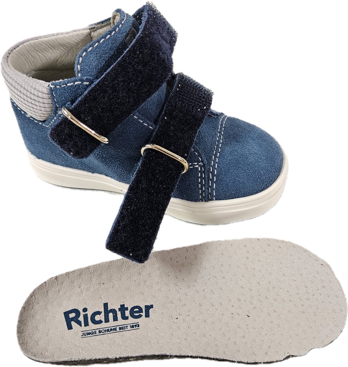 Richter Sneaker Kinderschuh 0932 341 Lederschuh Klettverschluß pacific rock Lauflernschuh aus echtem Leder