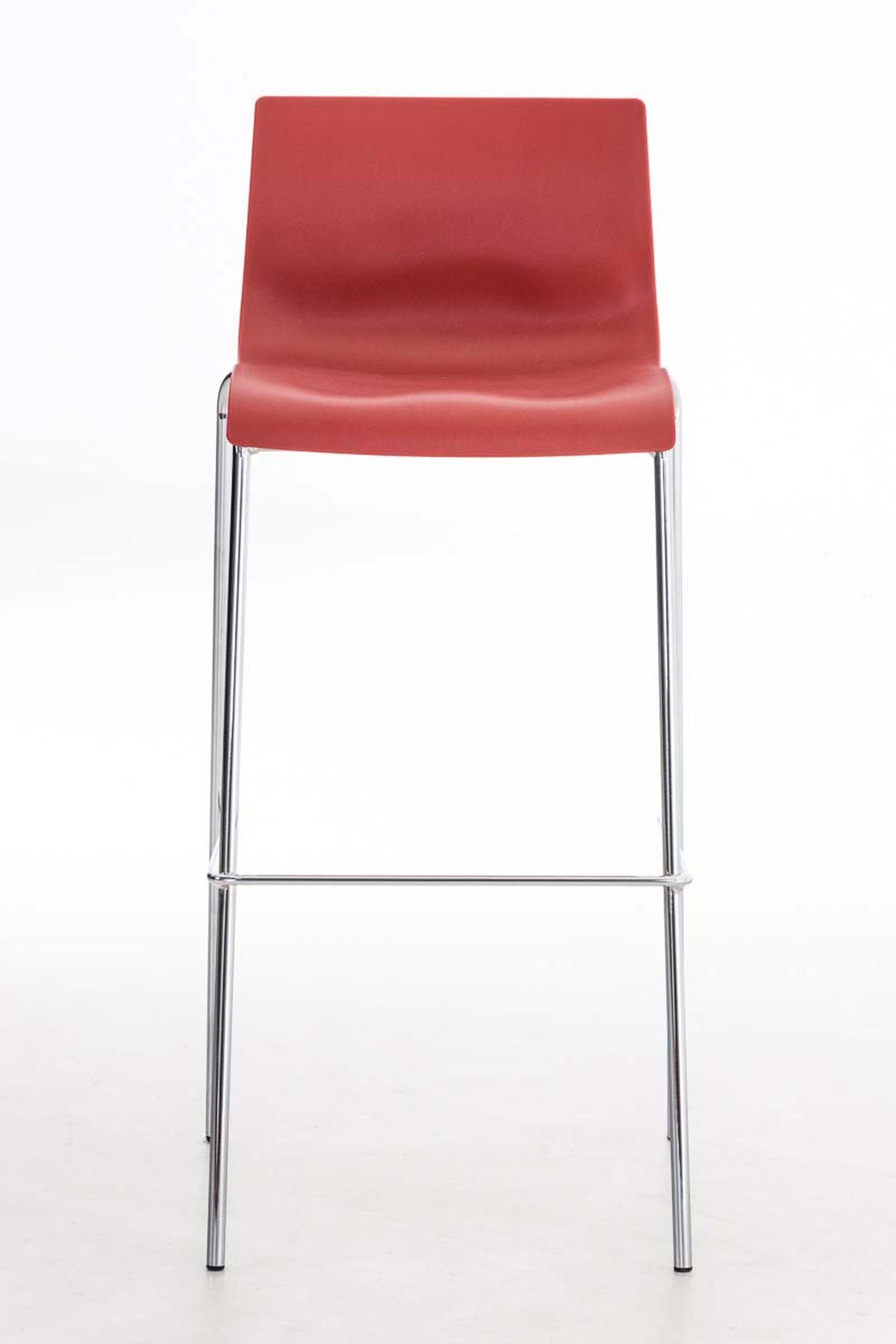 TPFLiving Barhocker Hoover (Set, Gestell - Sitzfläche: Theke - Metall Chrom Rot Hocker mit für - Kunststoff 2 Fußstütze Küche & Tresenhocker), St