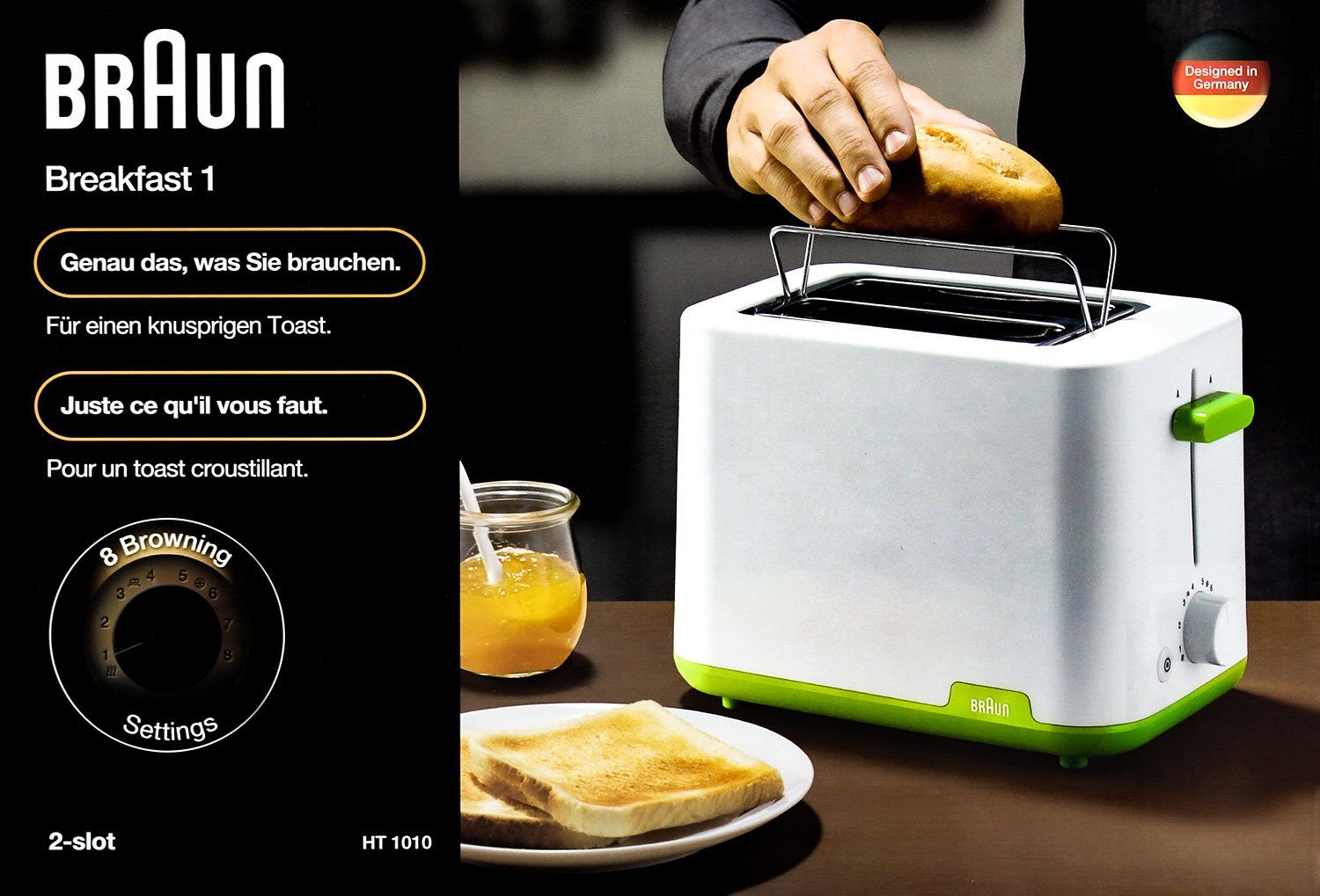 Braun weiß/grün Toaster 2-Scheiben-Toaster HT1010GR