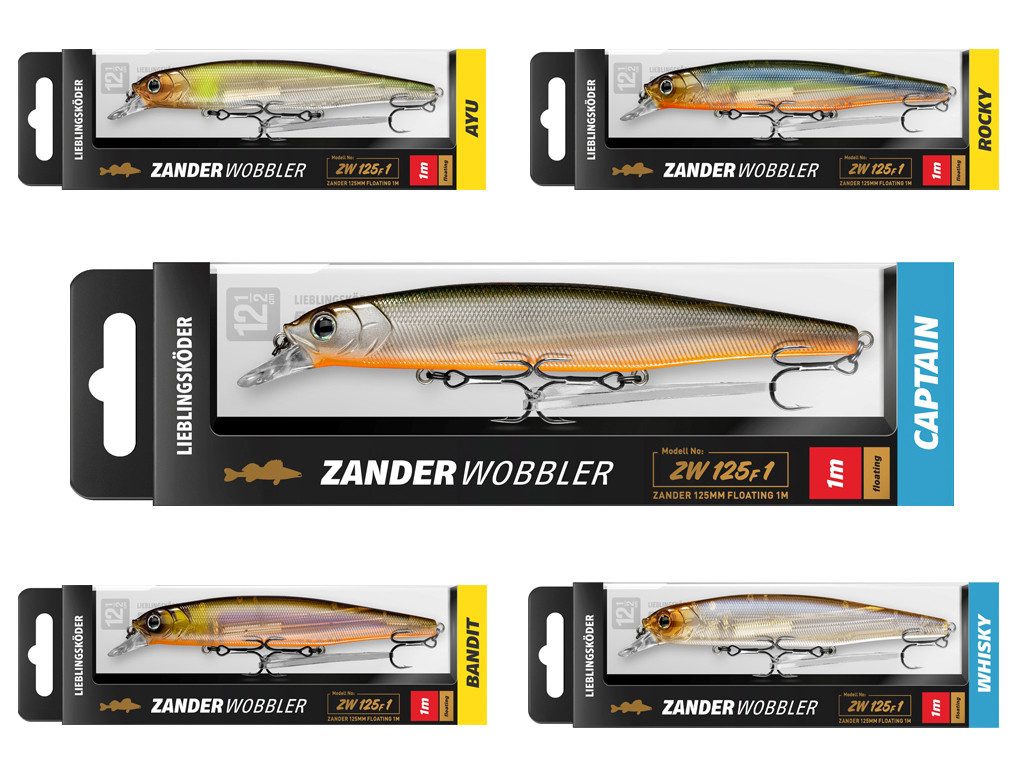 Lieblingsköder Kunstköder LIEBLINGSKÖDER - Zanderwobbler-Set Klar BIG - 5 er Set, (5 er Set, 5-St. Zanderwobbler Set klar Big), Brilliante Farben, Weitwurfsystem