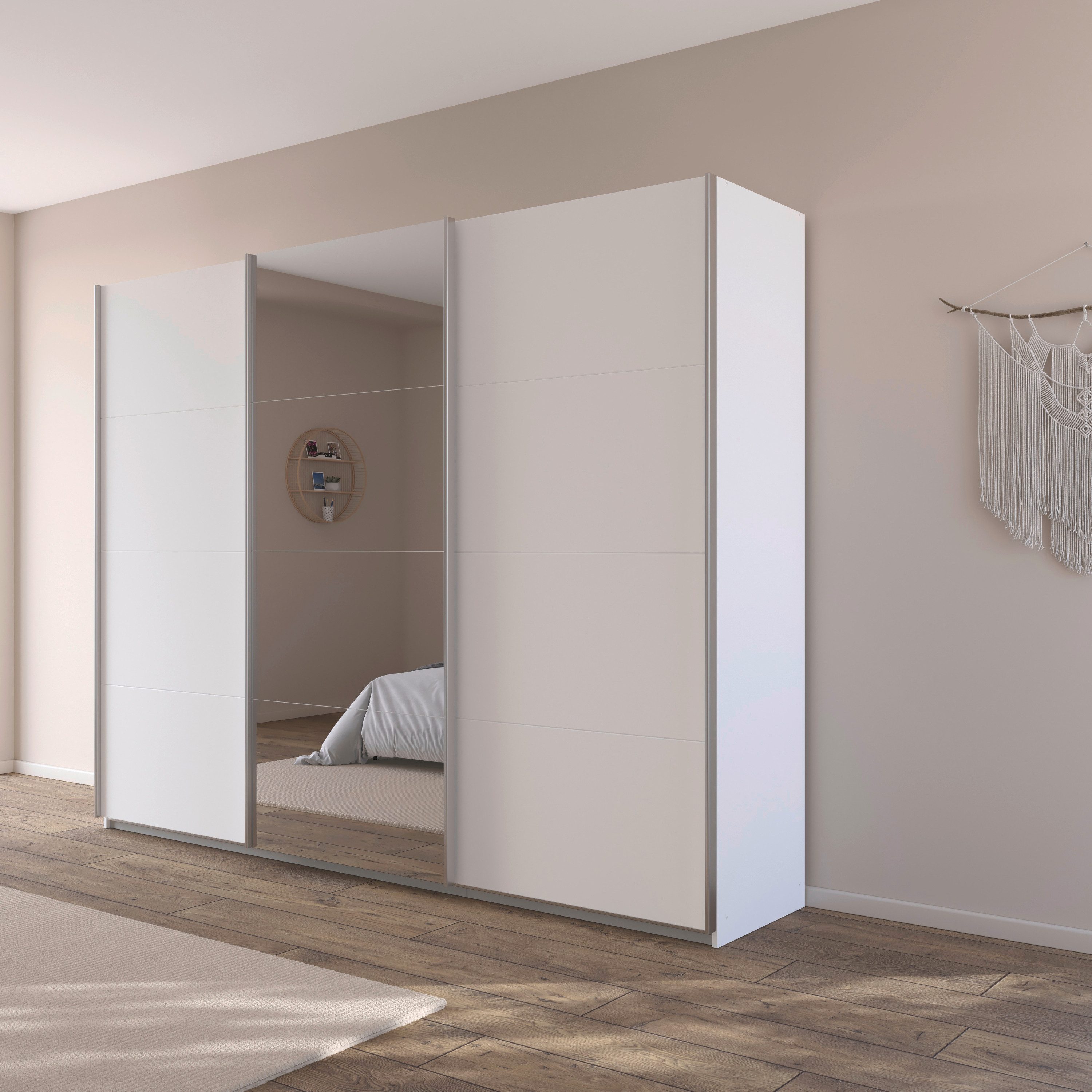 OTTO home Schwebetürenschrank Kleiderschrank Schrank Schlafzimmerschrank Garderobe AGORDO (Breiten 203/271/315/360 cm in drei Griff-Farben - NEU: Farbe SCHWARZ) Top Innenausstattung, in 4 Breiten und 2 Höhen MADE IN GERMANY