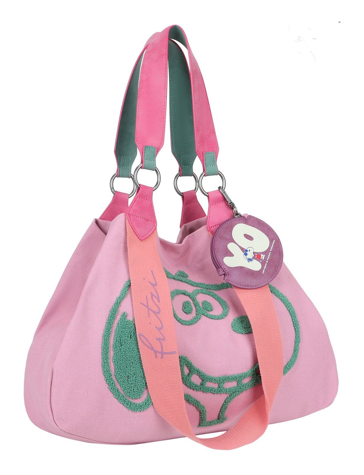 Fritzi aus Preußen Schultertasche Izzy Medium Smile Flocked Shopper (Set, 2-tlg)