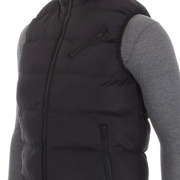 Ital-Design Funktionsjacke Herren Freizeit Weste Kapuze (abnehmbar) Gefüttert Jacke in Schwarz